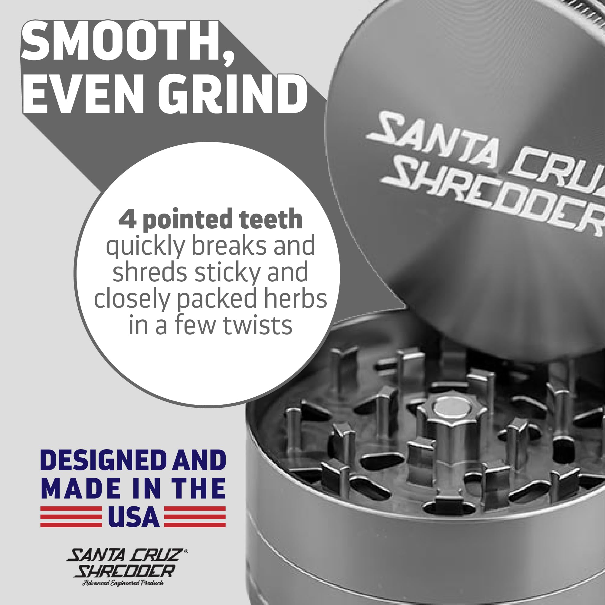 Premium Santa Cruz Shredder 3-Piece Metal Herb Grinder - Large 2.7