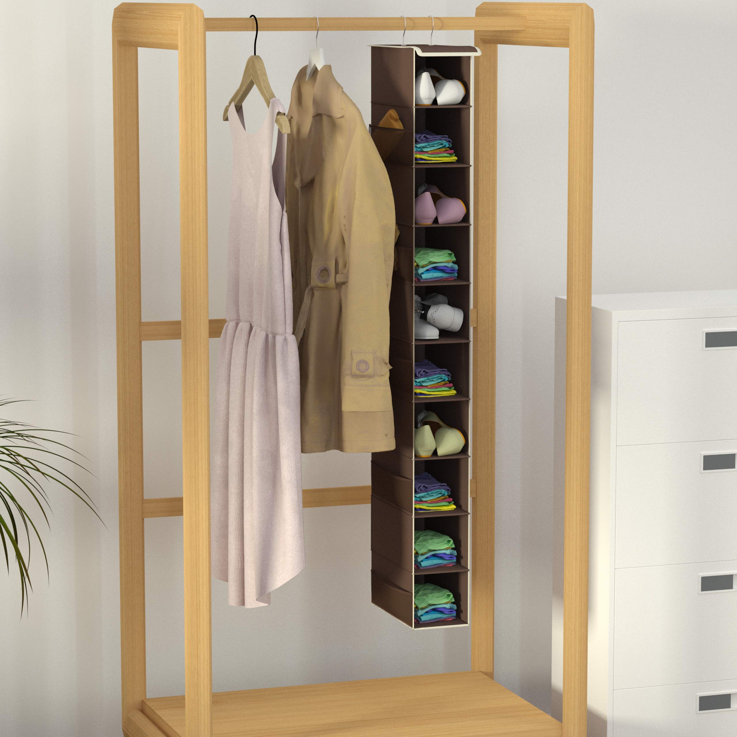 Coastal Rose 10-Tier Hanging Shoe Organizer for Closet - Space Saving Shoe Storage Rack & Hanger - Perfect for Bedroom, Entryway, and Dorm Organization