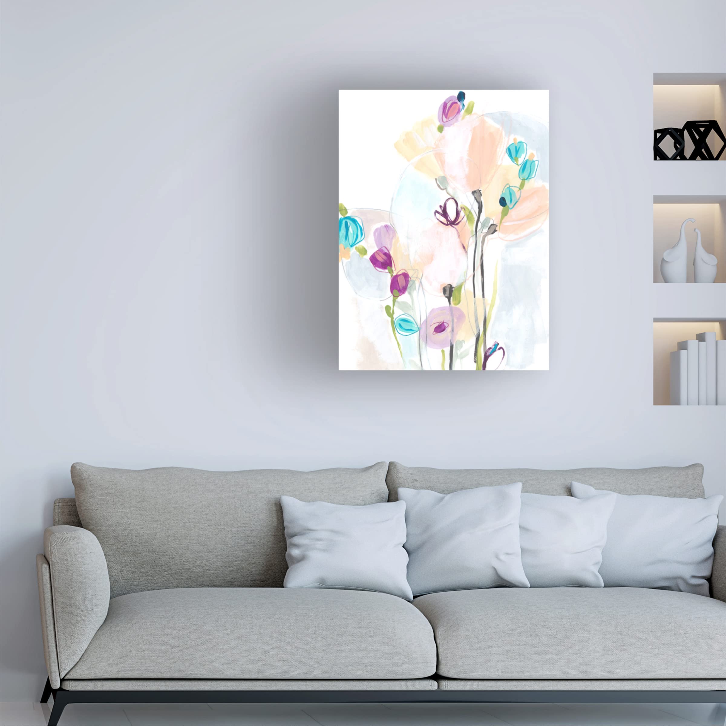 Trademark Fine Art 'Scattershot Garden I' Canvas Wall Art by June Erica Vess - Vibrant Floral Painting for Living Room, Bedroom & Office Decor