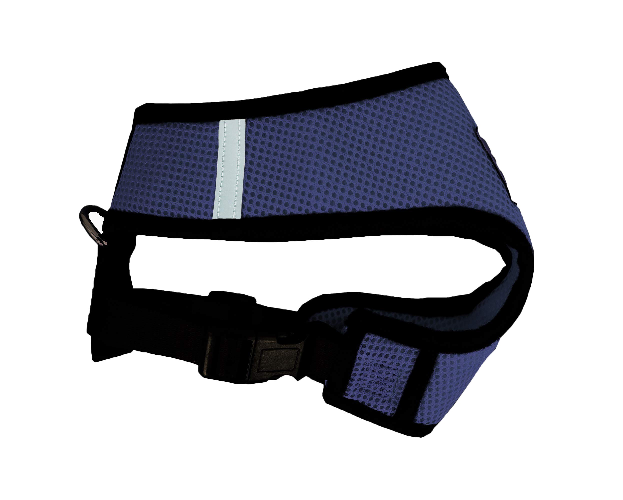 No Pull No Choke Reflective Dog Harness - Adjustable Breathable Front Clip Pet Vest for Small Medium Large X-Large Dogs (Navy Blue) - Perfect for Walking Running Hiking & Nighttime Safety