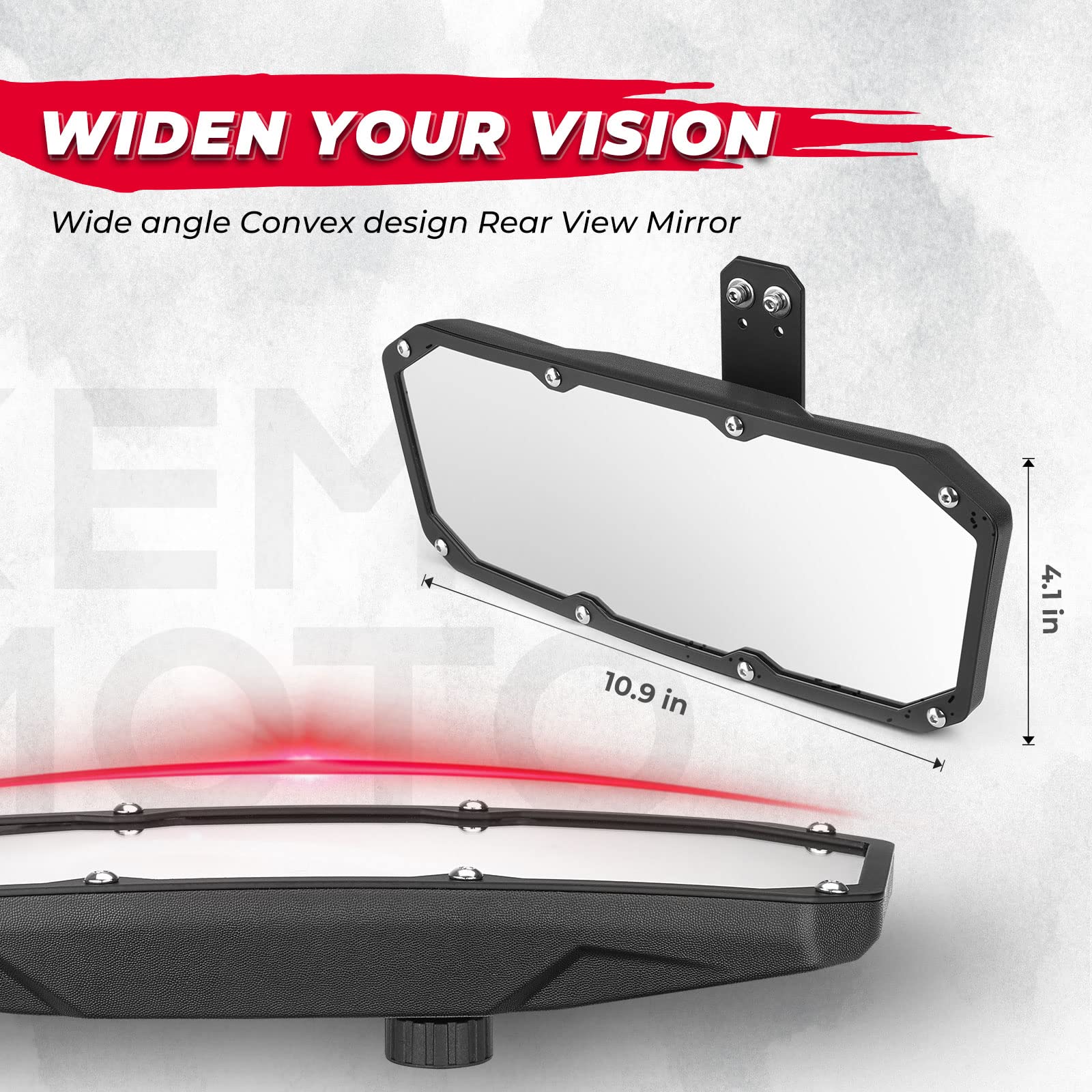 KEMIMOTO UTV Side Mirrors and Center Mirror Set - Compatible with Polaris Ranger 500 570 900 1000 XP - Pro-Fit Profiled Tube Rearview Mirrors for Enhanced Visibility and Safety - Perfect for Off-Roading, Hunting, and Farm Work