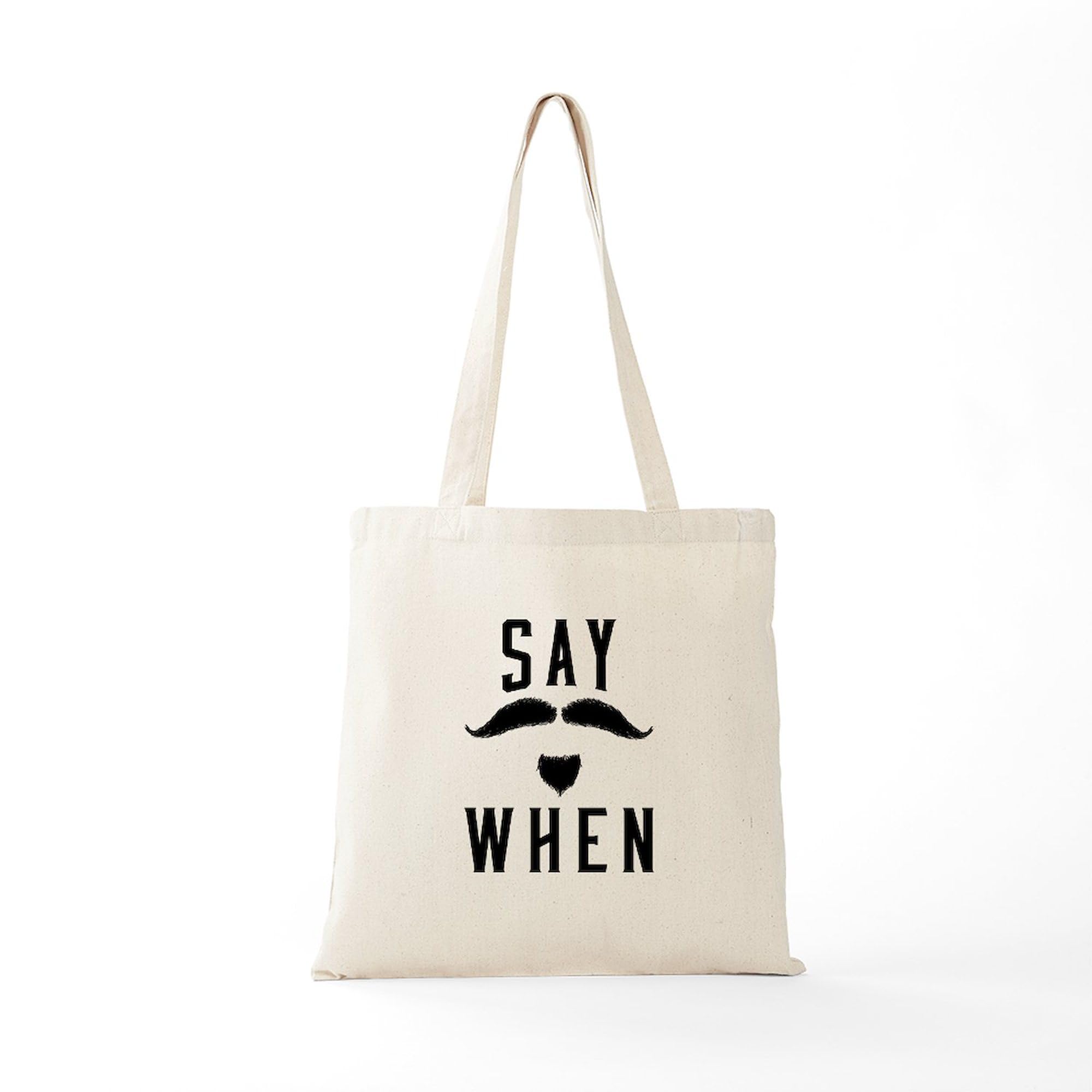 Eco-Friendly Natural Canvas Tote Bag - Reusable Shopping Bag with 'Say When' Print | Perfect for Groceries, Beach Trips & Everyday Use