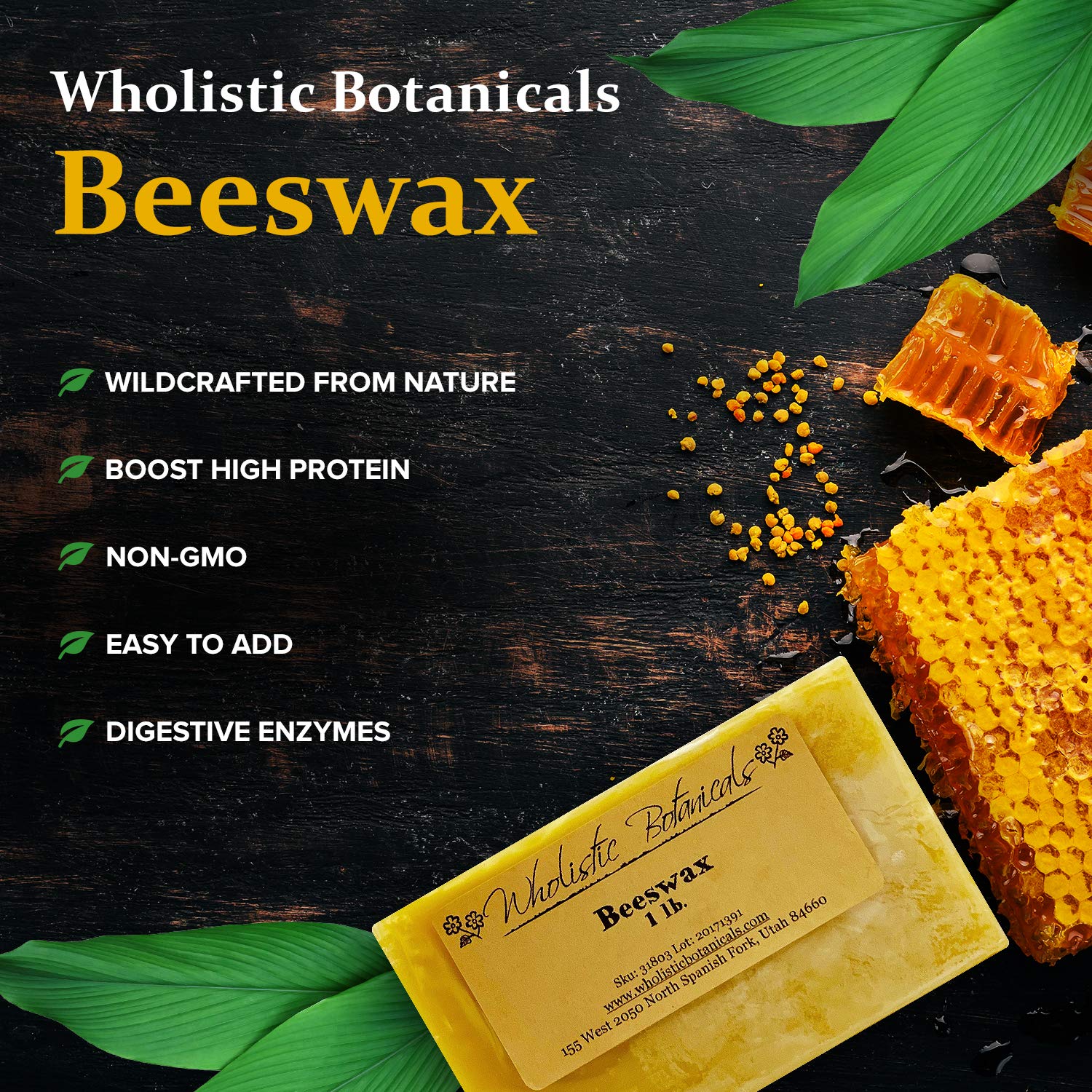 Organic Beeswax for DIY Skincare & Candle Making - 1 lb Pure Beeswax Blocks for Lip Balm, Body Lotion, Soap & Handmade Candles - Natural Moisturizer & Crafting Supplies for Home Spa & DIY Projects