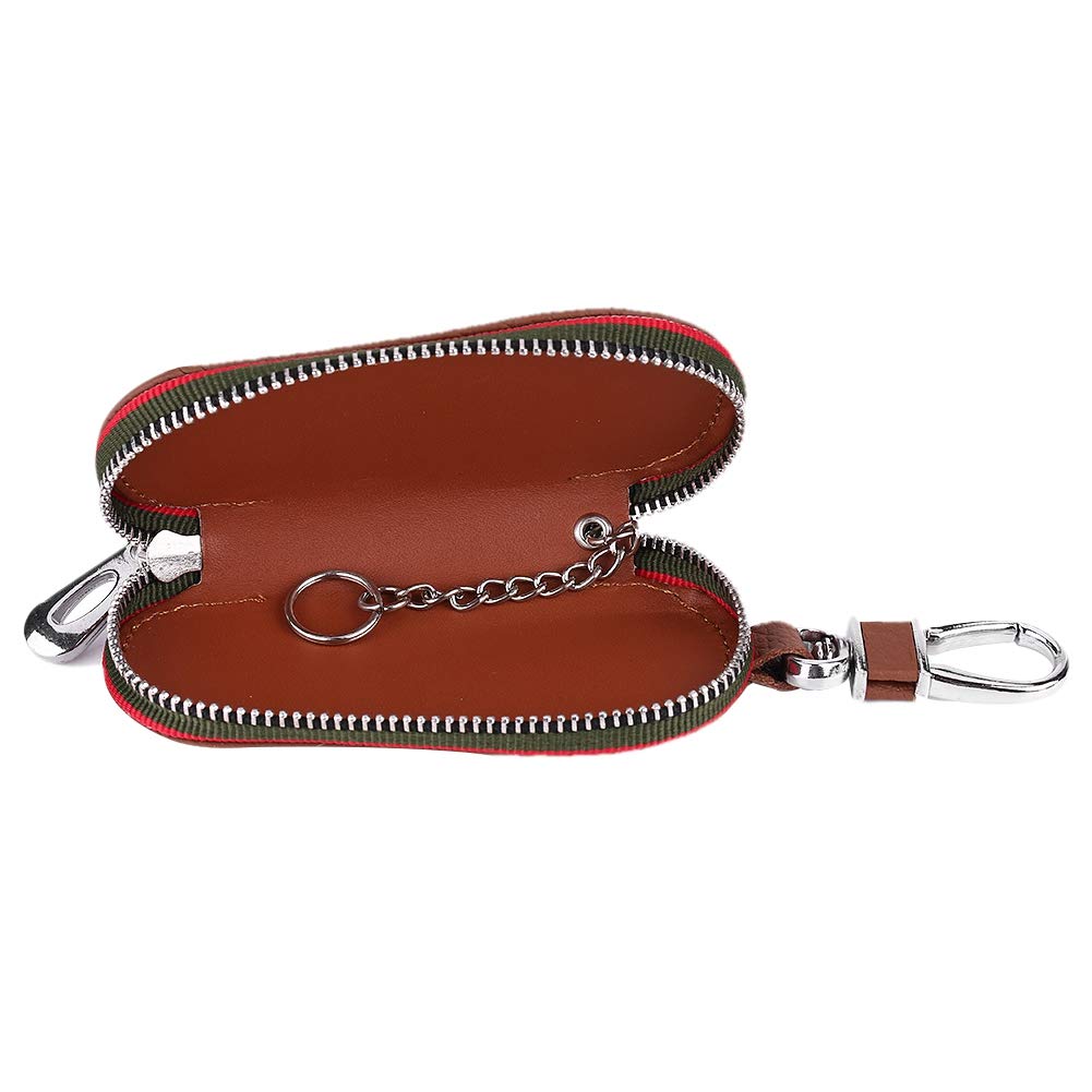 Dweekiy Universal PU Leather Car Key Chain Holder - Zipper Key Case Storage Bag for Auto Keys (Brown) | Durable & Stylish Key Organizer for Men & Women | Perfect for Home, Office, and Travel Use