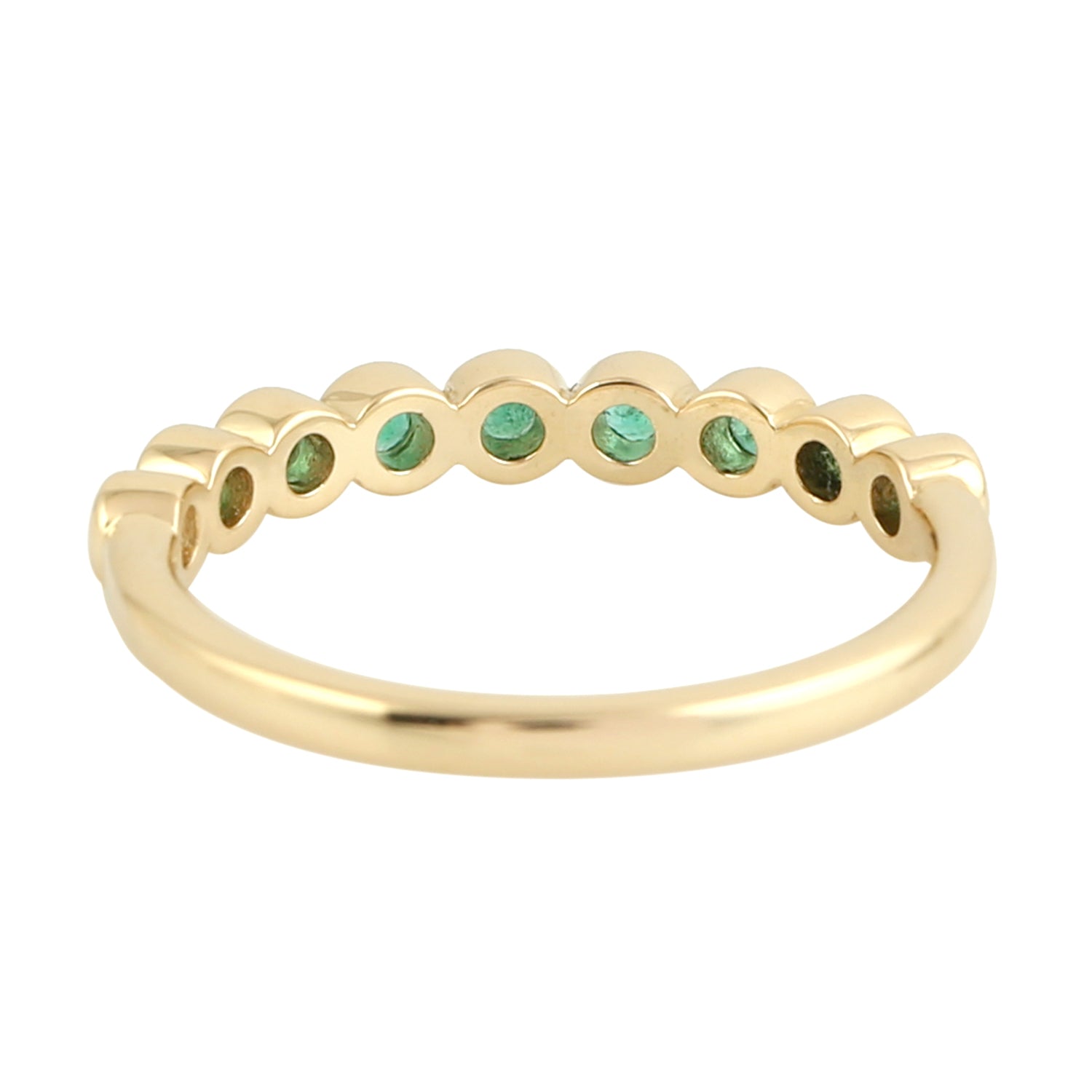 18K Yellow Gold Bezel Set Emerald Gemstone Band Ring for Women - Elegant Jewelry Gift for Anniversary, Birthday & Special Occasions
