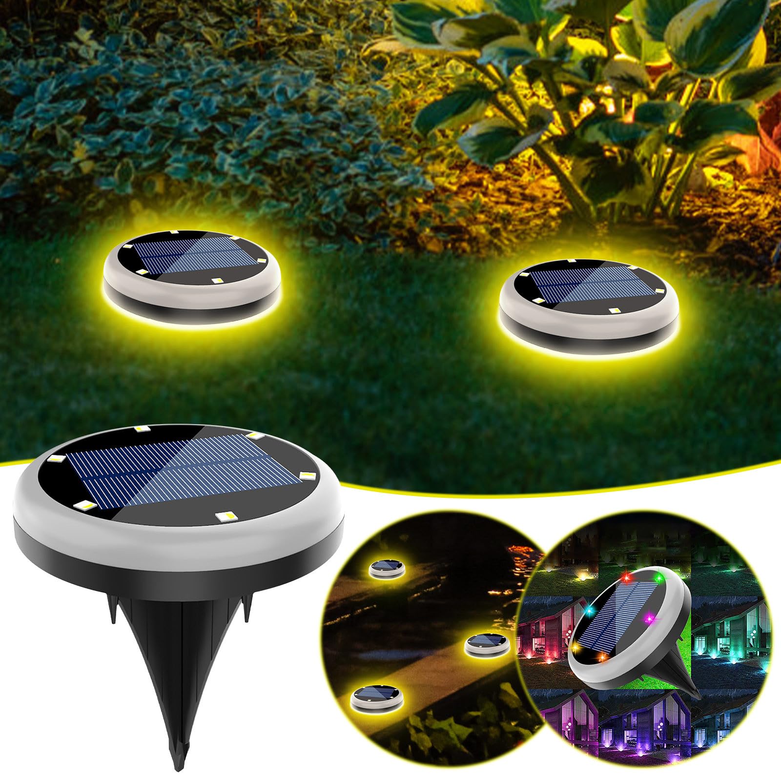 **2024 Upgraded Solar Ground Lights Outdoor Waterproof - Bright Solar Powered Garden Lights for Patio, Yard, Walkway & Landscape Lighting - Perfect for Pathways, Driveways, and Outdoor Decor**
