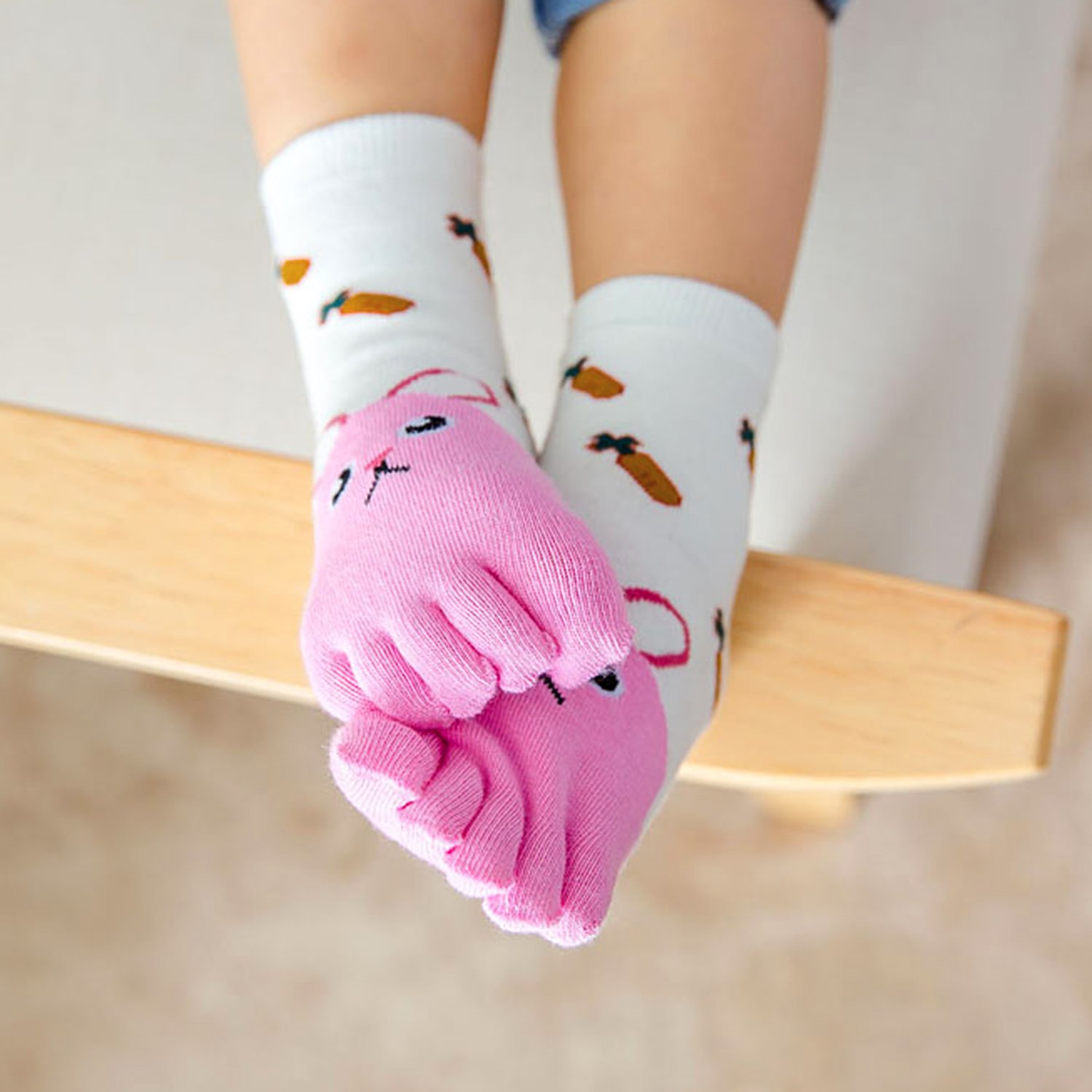 **Cotton Kids Toe Socks 4-Pack - Breathable Five Finger Socks for Boys & Girls (3-12 Years) - Cute Animal Print Novelty Socks for School, Sports & Playtime**