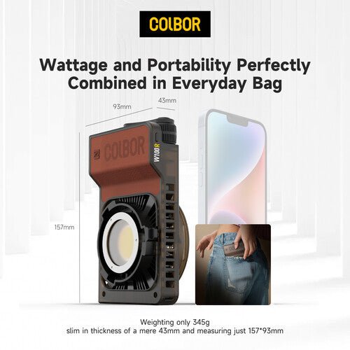 COLBOR W100R Portable RGB LED Monolight - Professional Photography Lighting for Studio, YouTube Videos & Live Streaming - Compact & Powerful Continuous Light for Content Creators