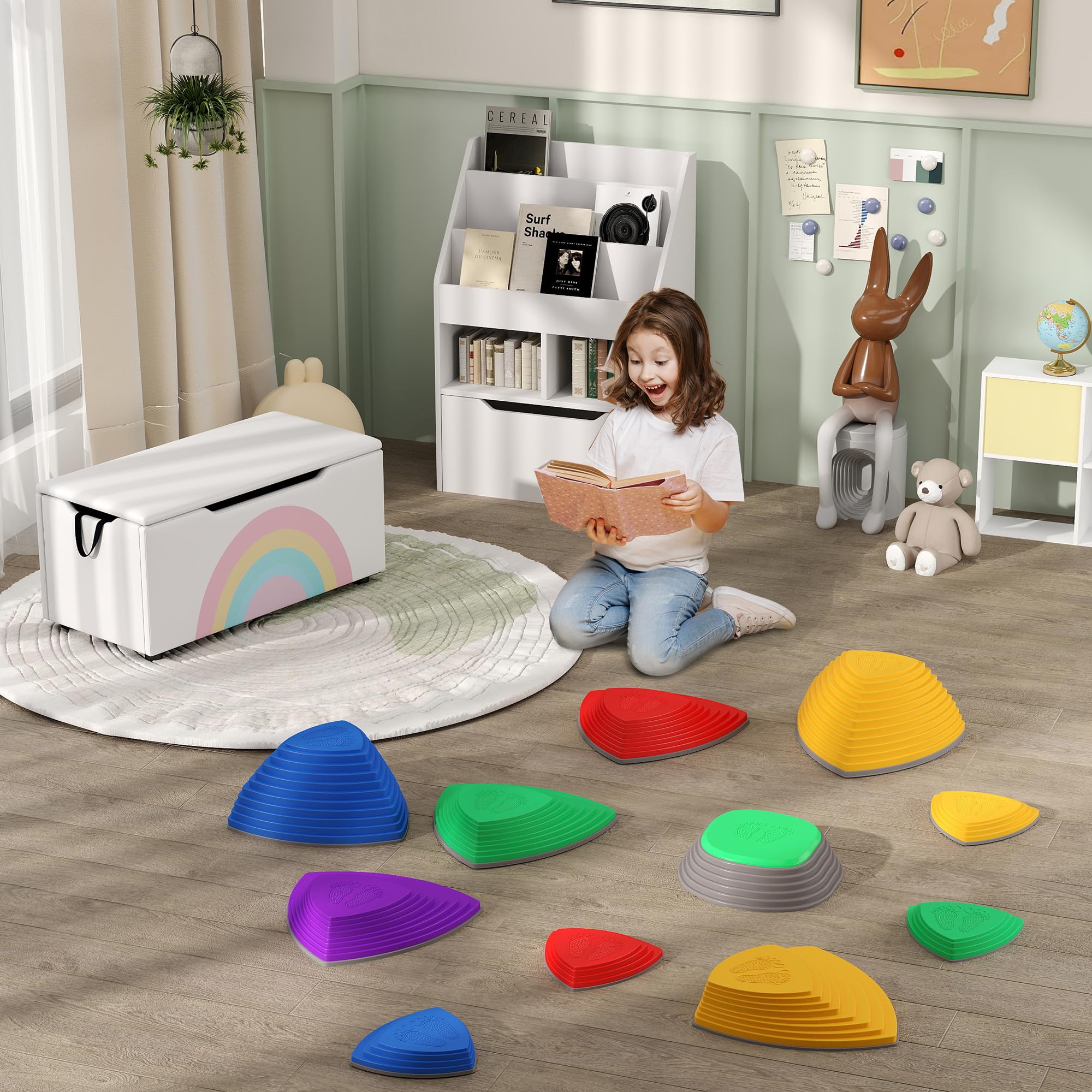 Qaba Kids Toy Storage Bench with Lid & Handles - Lightweight Toy Chest for Nursery, Playroom & Bedroom - Perfect Gift for Boys & Girls Ages 3-8 (White) - Organize Toys, Books & Clothes in Style
