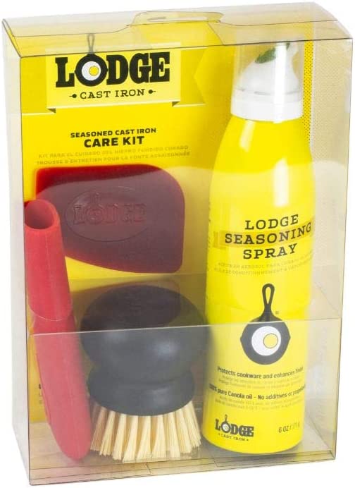 Lodge Seasoned Cast Iron Care Kit – Premium Cast Iron Cleaner, Conditioner & Protector for Skillets, Pans & Dutch Ovens – Perfect for Camping, Grilling & Home Cooking