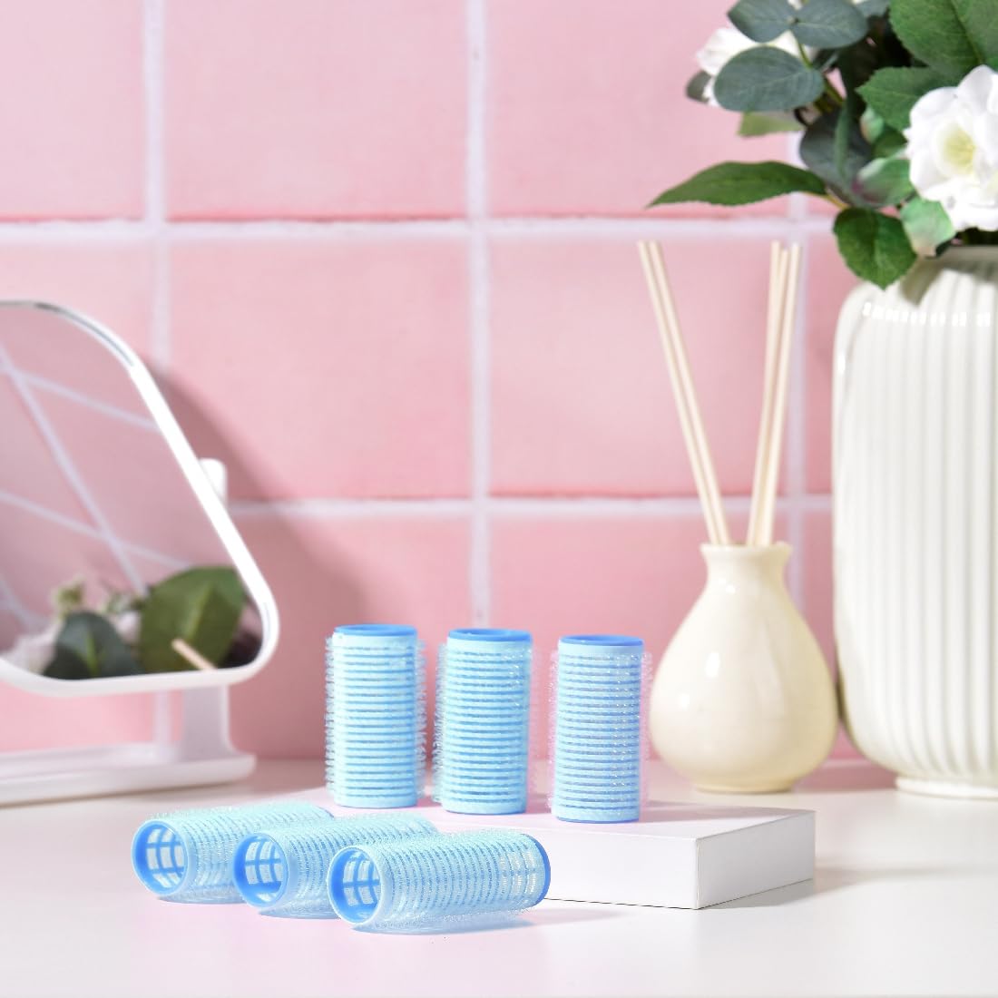 GUBB Self Grip Hair Rollers Set - 6 Large & Small Curling Rollers with Clips for Short & Long Hair | Heatless Curling Tools for Overnight Styling | Perfect for Home, Salon & Wedding Hairstyles