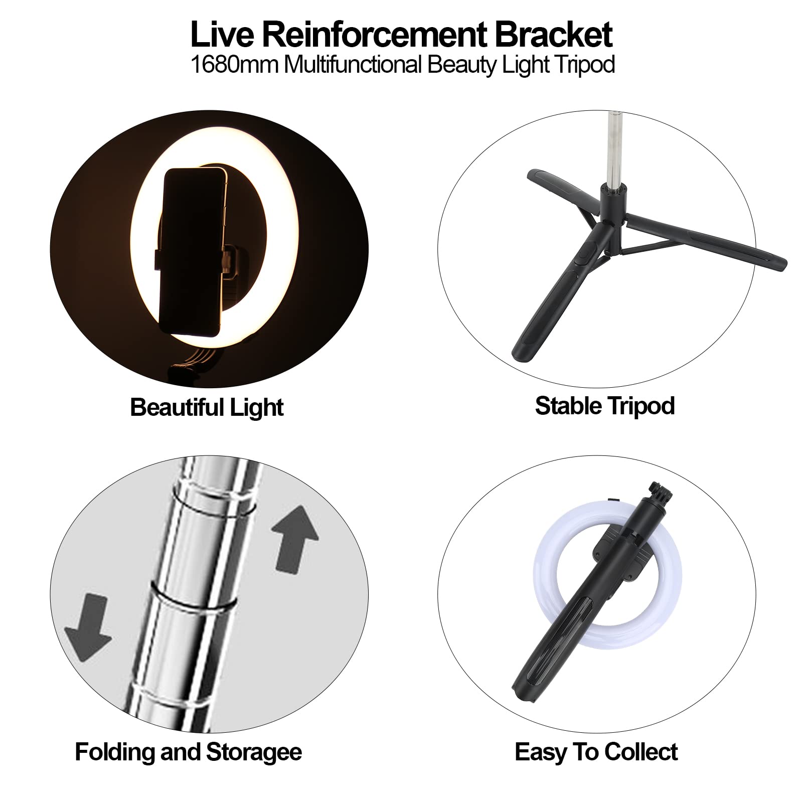 Cyrank 8 Inch Ring Light with Adjustable Tripod Stand & Phone Holder - Dimmable LED Selfie Ring Light for Live Streaming, YouTube Videos, TikTok, Makeup & Photography
