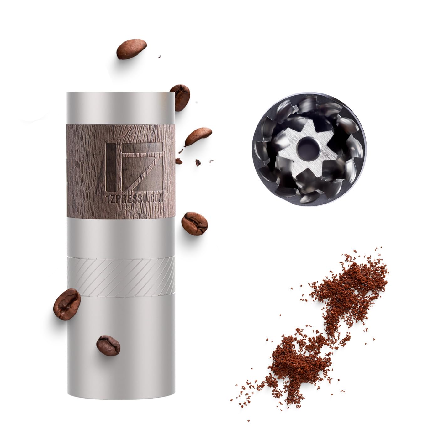 1Zpresso Q Manual Coffee Grinder - Portable Mini Slim Travel Size, Stainless Steel Conical Burr with Numerical Adjustable Settings for Pour Over, French Press & Cold Brew - Perfect for Home, Office & Outdoor Adventures