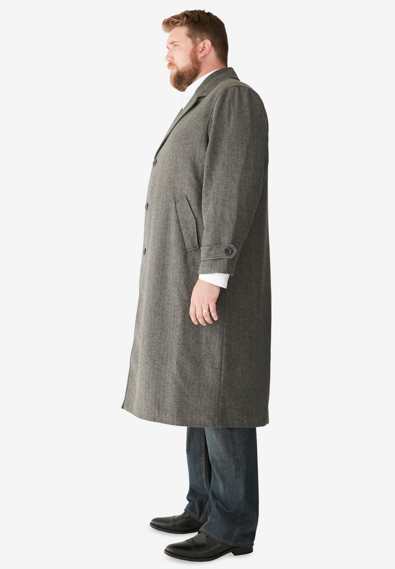KingSize Men's Big & Tall Wool-Blend Long Overcoat - Winter Warm Formal Coat for Business & Outdoor Events
