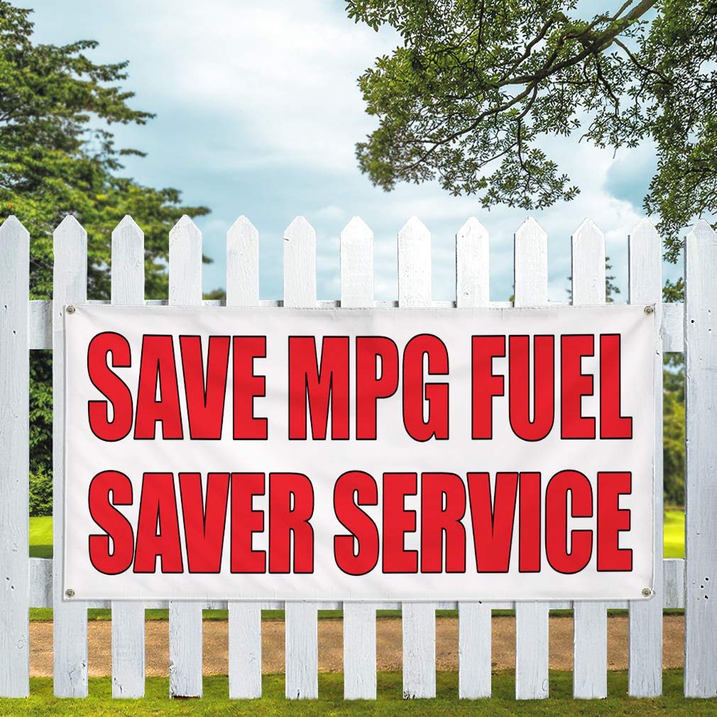 Vinyl Banner 60x144 Inches - Heavy Duty Weatherproof Outdoor Sign with 10 Grommets for Auto Body Shops, Car Dealerships & Industrial Use | Perfect for Fuel Saver Promotions, Yard Signs & MPG Advertising