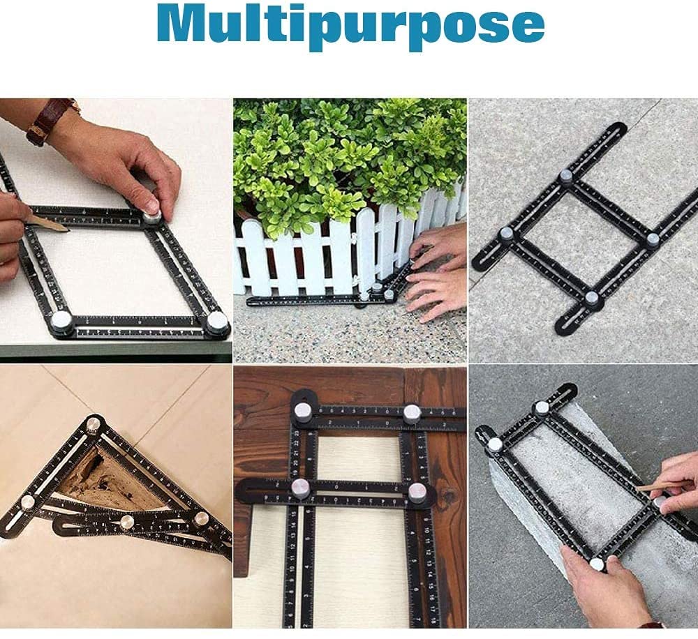 Universal Ceramic Tile Hole Locator - 6-Fold Stainless Steel Multifunctional Masonry Ruler Tool (2 Pack) - Perfect for Tile Installation, Bathroom & Kitchen Renovations