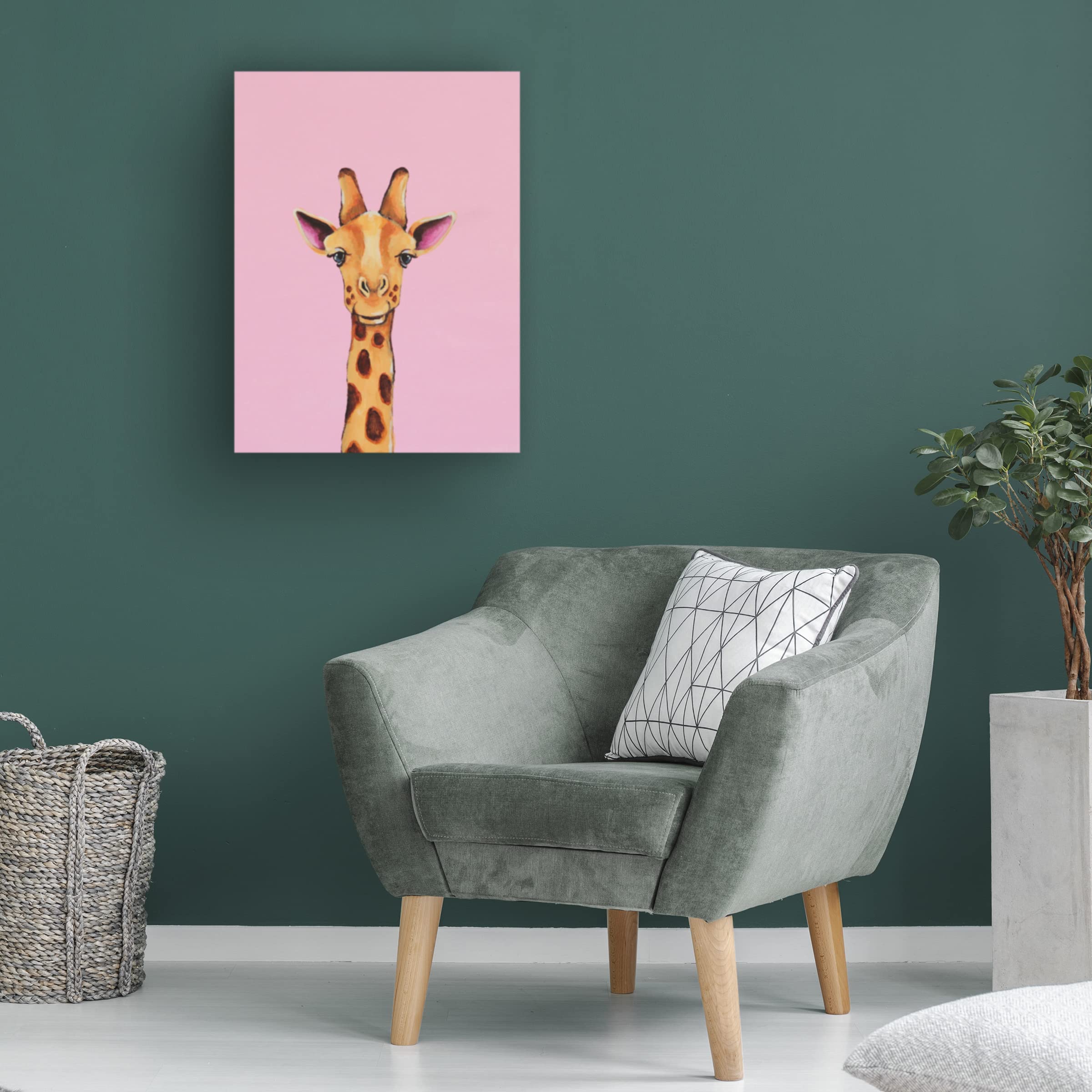 Lucia Stewart 'Baby Giraffe' Canvas Wall Art - Handmade Wildlife Nursery Decor for Baby Room & Kids Bedroom - Perfect Gift for Animal Lovers