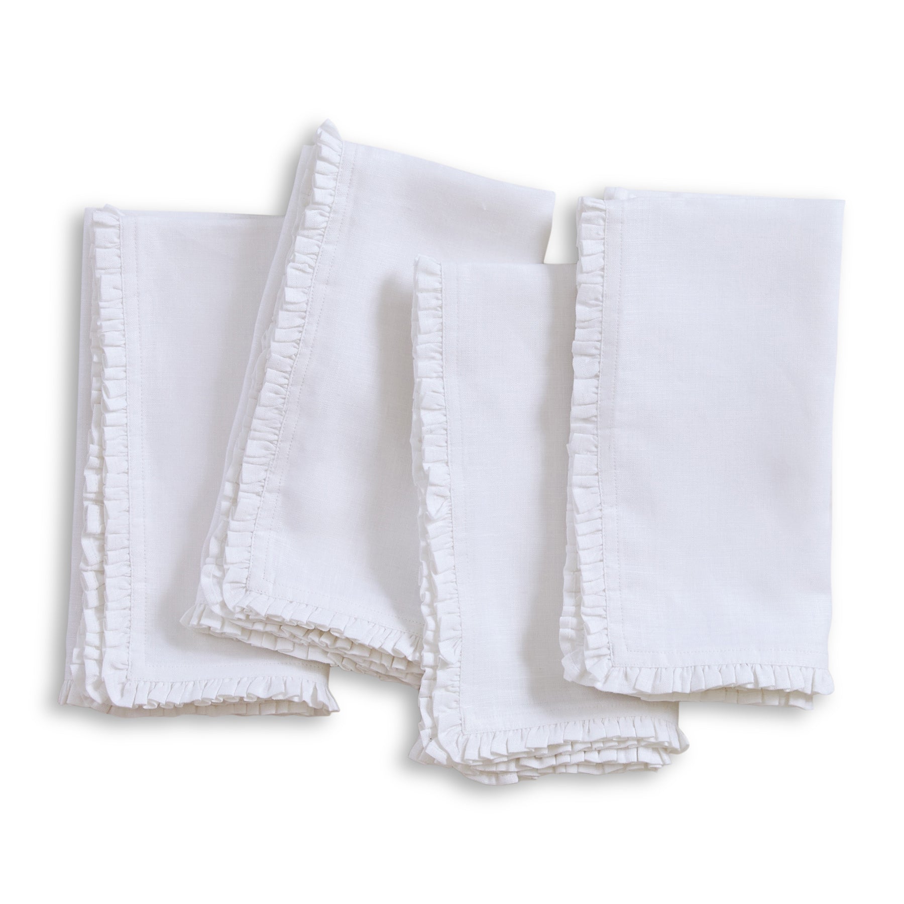 Juliette Ruffled Napkins - Set of 4 Premium Cotton Dinner Napkins for Formal Dining & Special Occasions