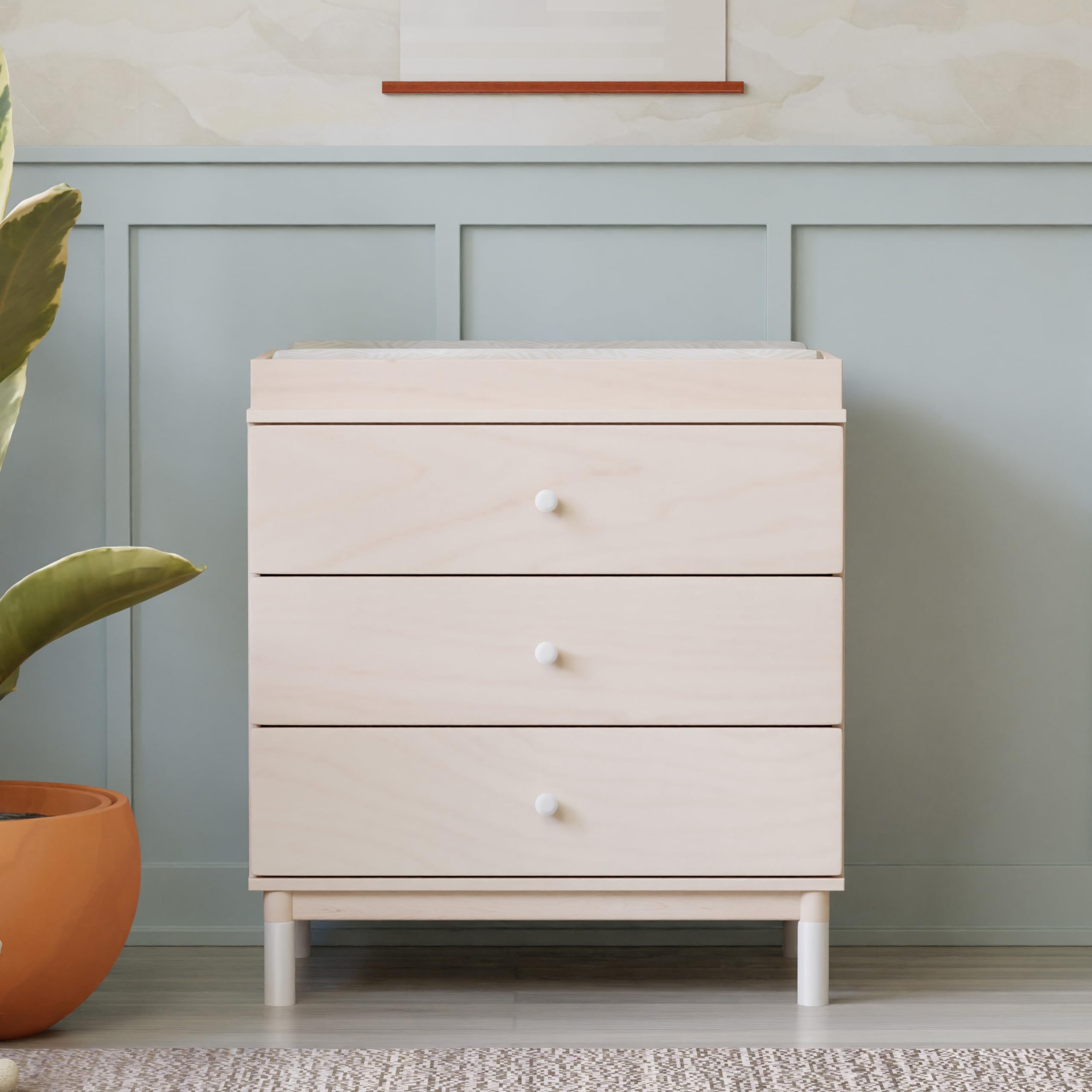 Babyletto Gelato 3-Drawer Changing Table Dresser with Removable Changing Tray - Washed Natural & White - Greenguard Gold Certified - Perfect for Nursery Organization & Baby Care Essentials Storage