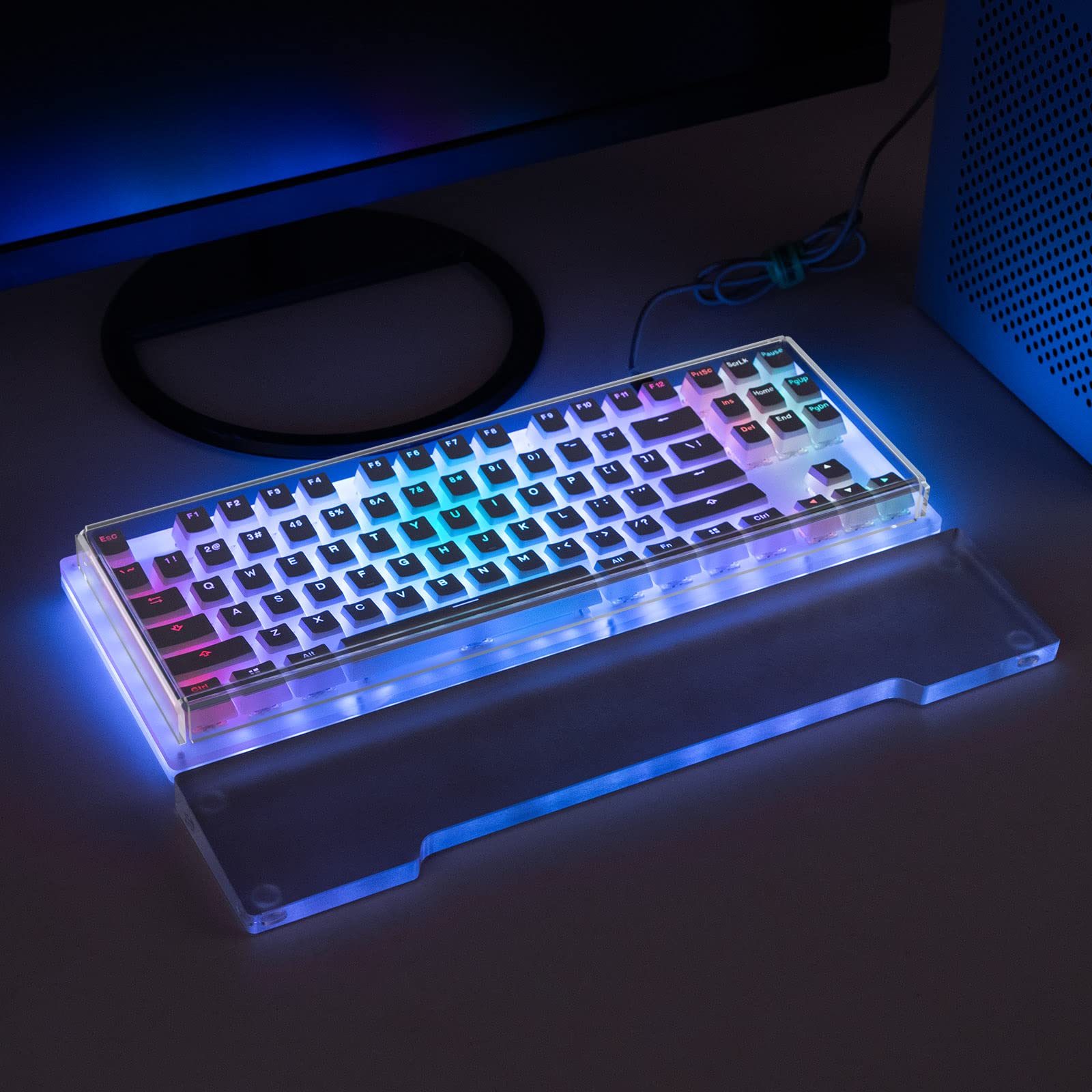 Geekria Acrylic TKL Keyboard Wrist Rest for 87 Key Mechanical Gaming Keyboards - Ergonomic Wrist Support for Pain Relief, Compatible with Razer & Logitech TKL Keyboards (Frosted) - Perfect for Office Work, Gaming & Long Typing Sessions