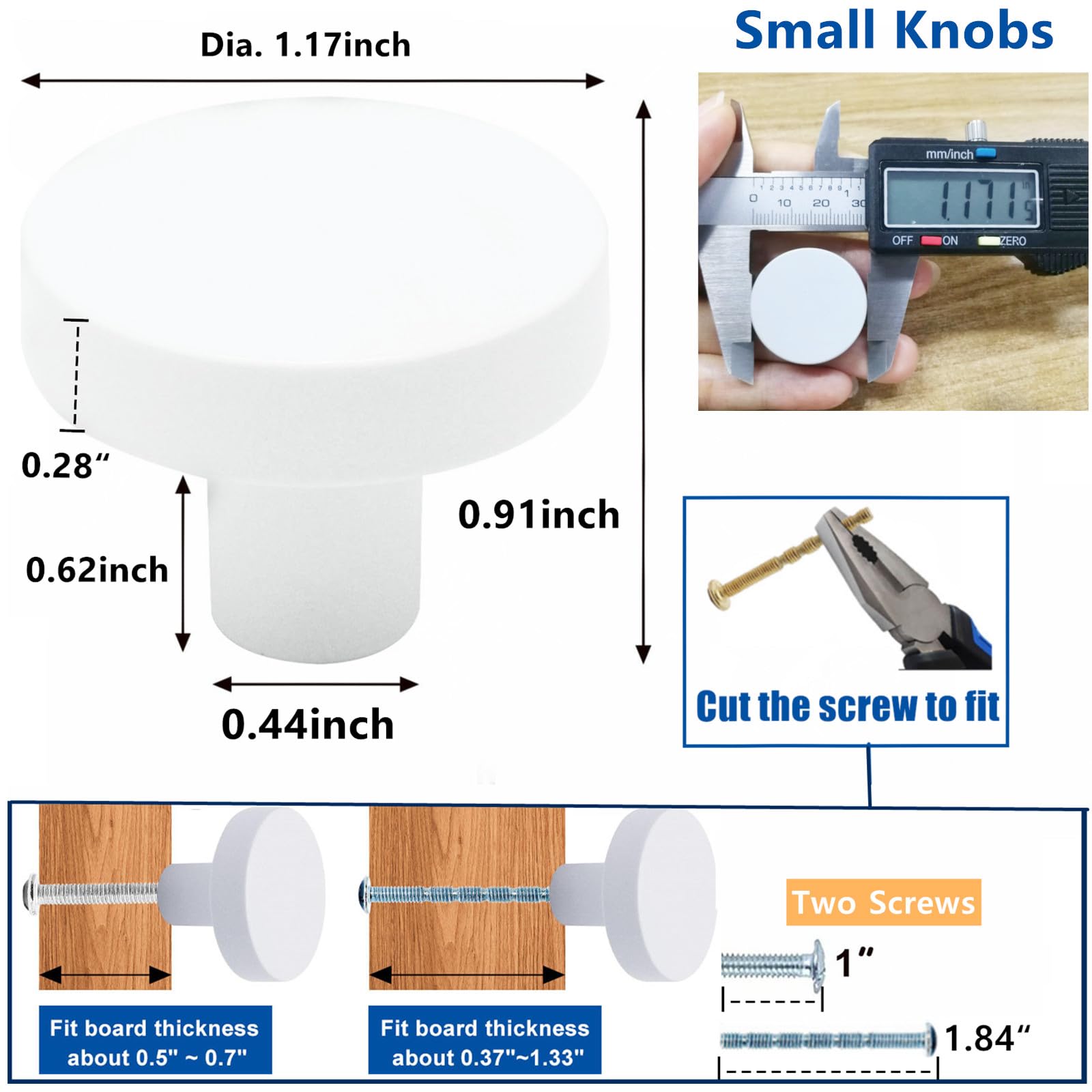 Modern Zinc Alloy Cabinet Knobs 5-Pack - Round White Kitchen Drawer Pulls & Dresser Knobs for Cupboard, Closet Door, Furniture Hardware - Perfect for Home Renovation & DIY Projects