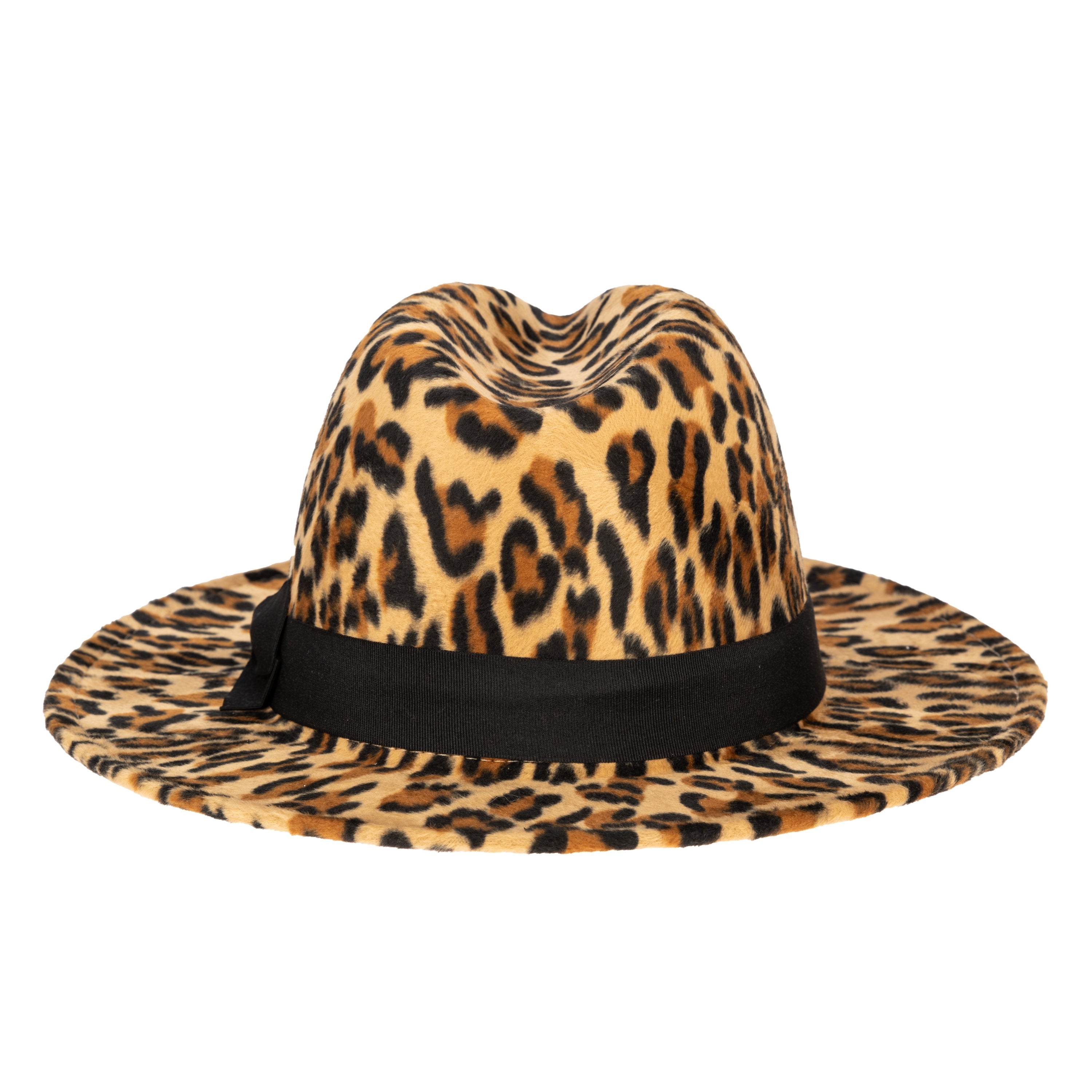 Stylish Faux Felt Leopard Print Fedora Hat for Women - Fashionable Animal Print Wide Brim Hat for Parties, Weddings, and Outdoor Events