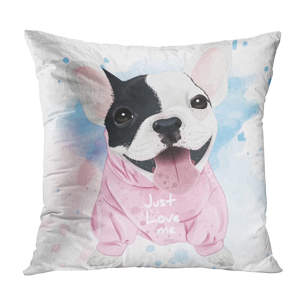 Set of 4 French Bulldog Pillow Covers 18x18 Inch - Cute Square Throw Pillow Cases for Sofa, Bed, Couch | Home Decor Accent for Living Room, Nursery & Pet Lover Gifts