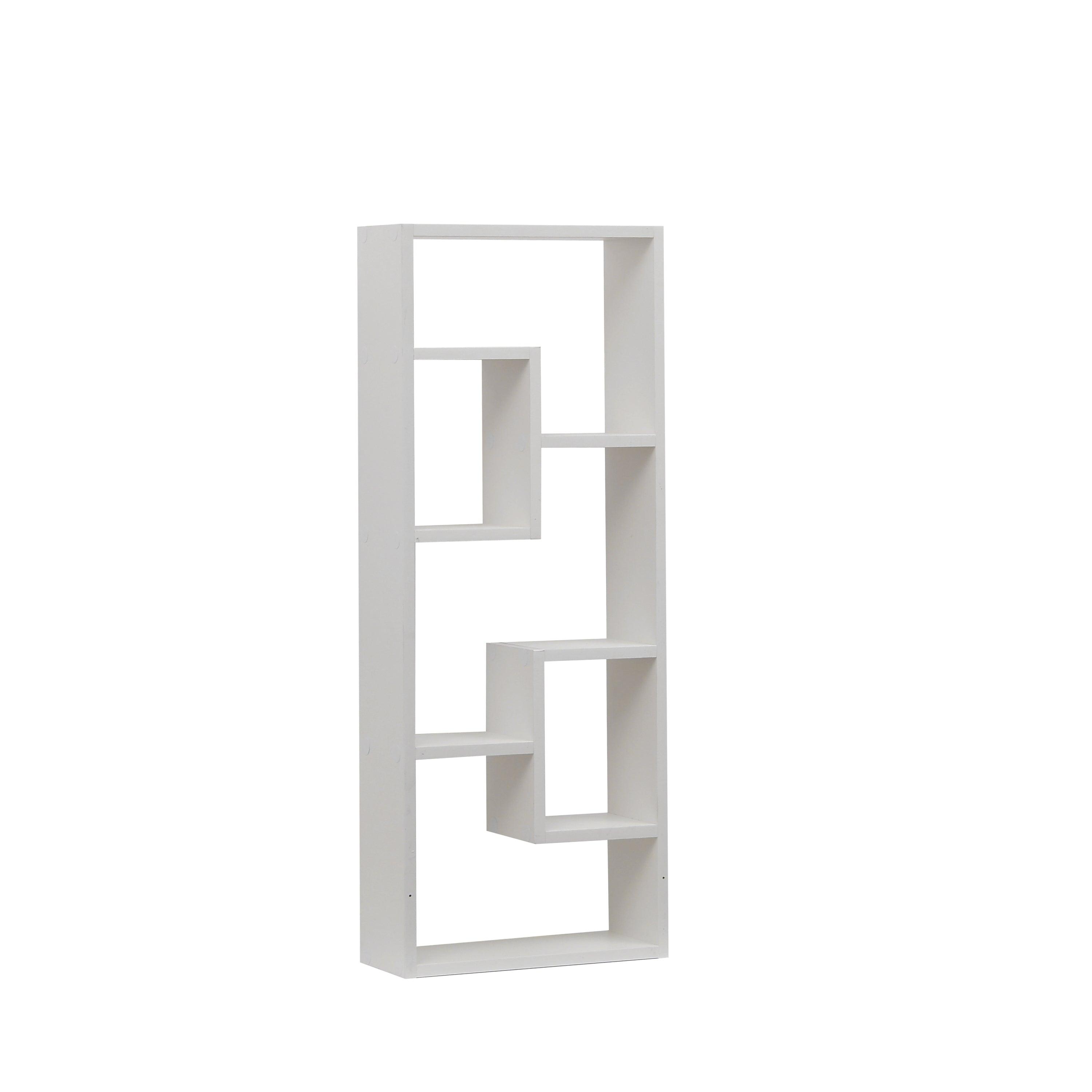 5-Tier Wooden Bookshelf - Freestanding Open Bookcase with 2 Keyhole Hangers, White Home Office Storage Shelf for Living Room, Study & Bedroom - Perfect for Organizing Books, Decor & Display Items