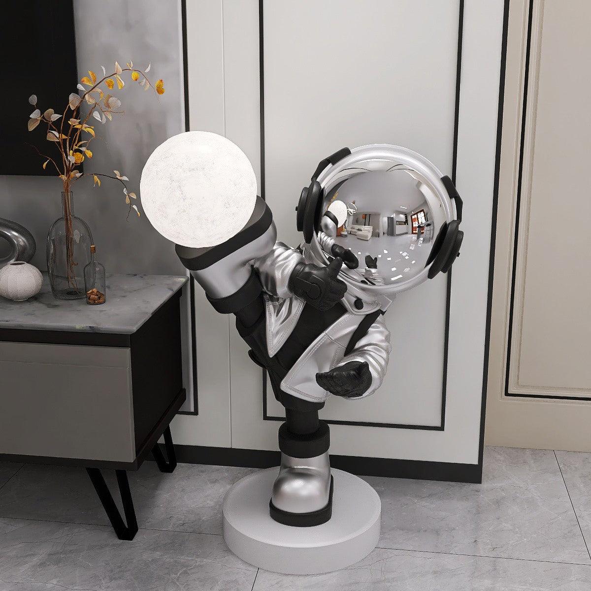 Rechargeable LED Floor Lamp with Built-in Battery - Modern Astronaut Design for Living Room, Bedroom, or Office Lighting