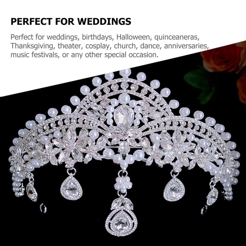 FOMIYES Pearl Rhinestone Crown - Elegant Bridal Tiara with Diamonds & Rhinestones for Bride, Queen, Wedding, Prom | Perfect for Weddings, Pageants, Proms, and Special Occasions