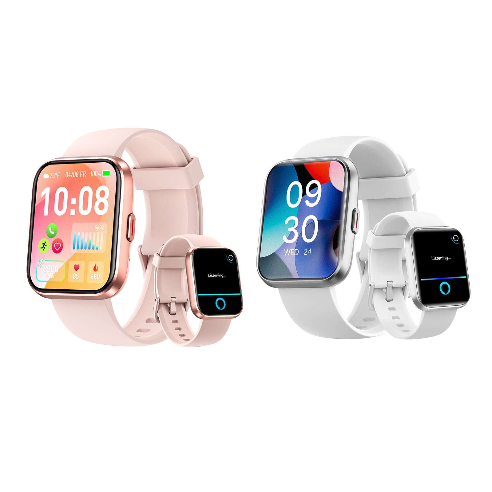 Fitpolo W208 Plus Smart Watch for Women - Fitness Tracker, Heart Rate Monitor, Waterproof Activity Watch for Android & iPhone (Pink & White) | Perfect for Running, Yoga & Daily Wear