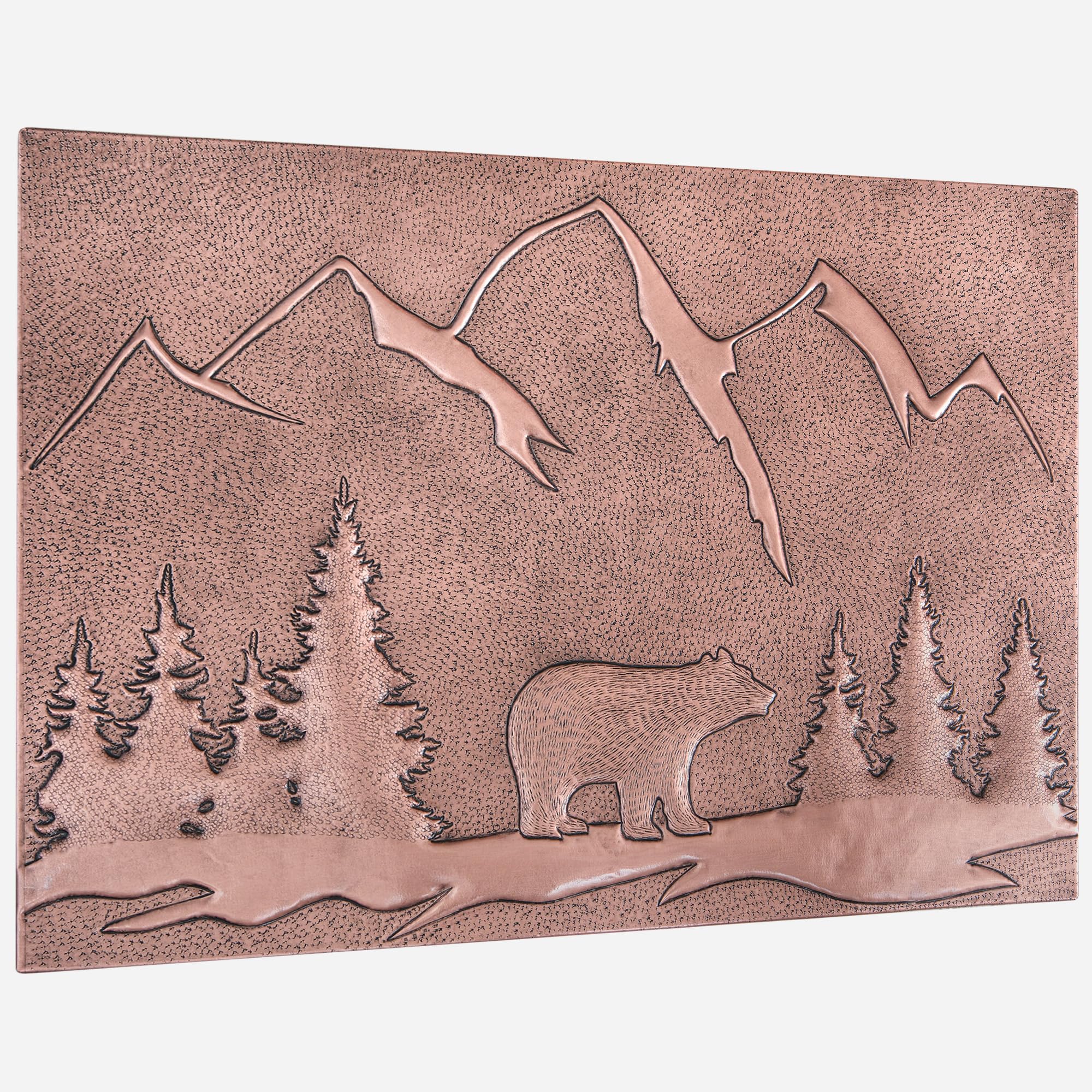 Handmade Custom Copper Backsplash Panel - Bear in the Forest Design for Kitchen & Bathroom Wall Decor | Indoor & Outdoor Use | Rustic Home Improvement & Unique Housewarming Gift