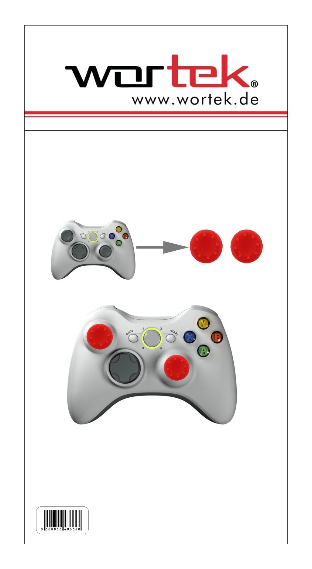 Wortek Silicone Thumb Grip Controller Caps - Compatible with PS5, PS4, PS4 Pro, PS3, PS2, Xbox One, Xbox Series X, Xbox 360, Nintendo Switch & Wii U - Red - Enhance Gaming Comfort & Precision for Long Play Sessions
