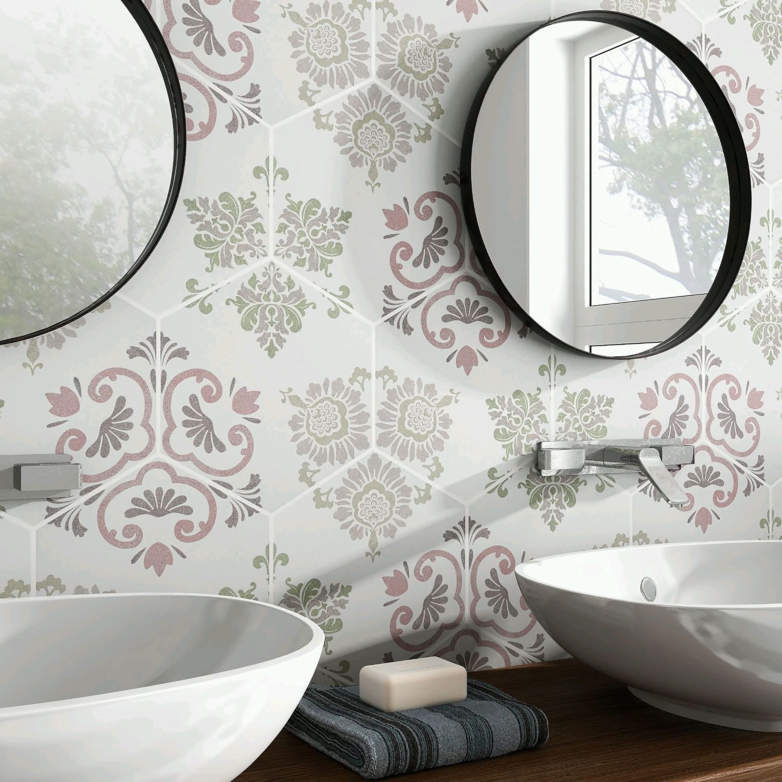 Merola Tile Fantasy Hex Pink 8-5/8