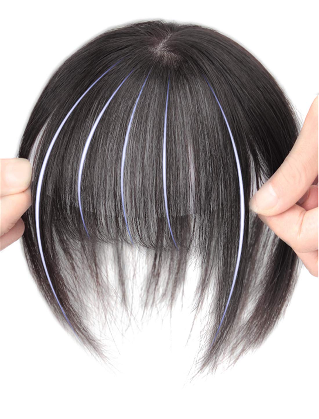 Remy Human Hair Clip-in Topper with Bangs | 8