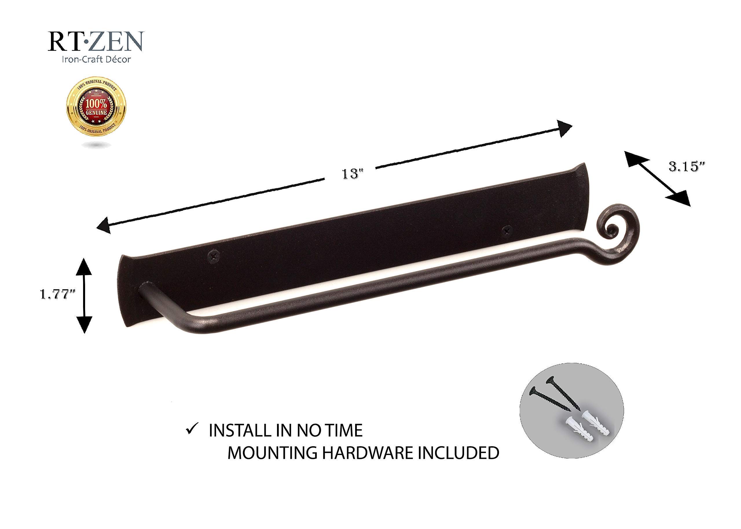 RTZEN Wrought Iron Bathroom Accessories Set - Decorative Hand Towel Bar & Toilet Paper Holder | Rustic Farmhouse Style for Bathroom Decor | Perfect for Home, Apartment, and Guest Bathroom Organization