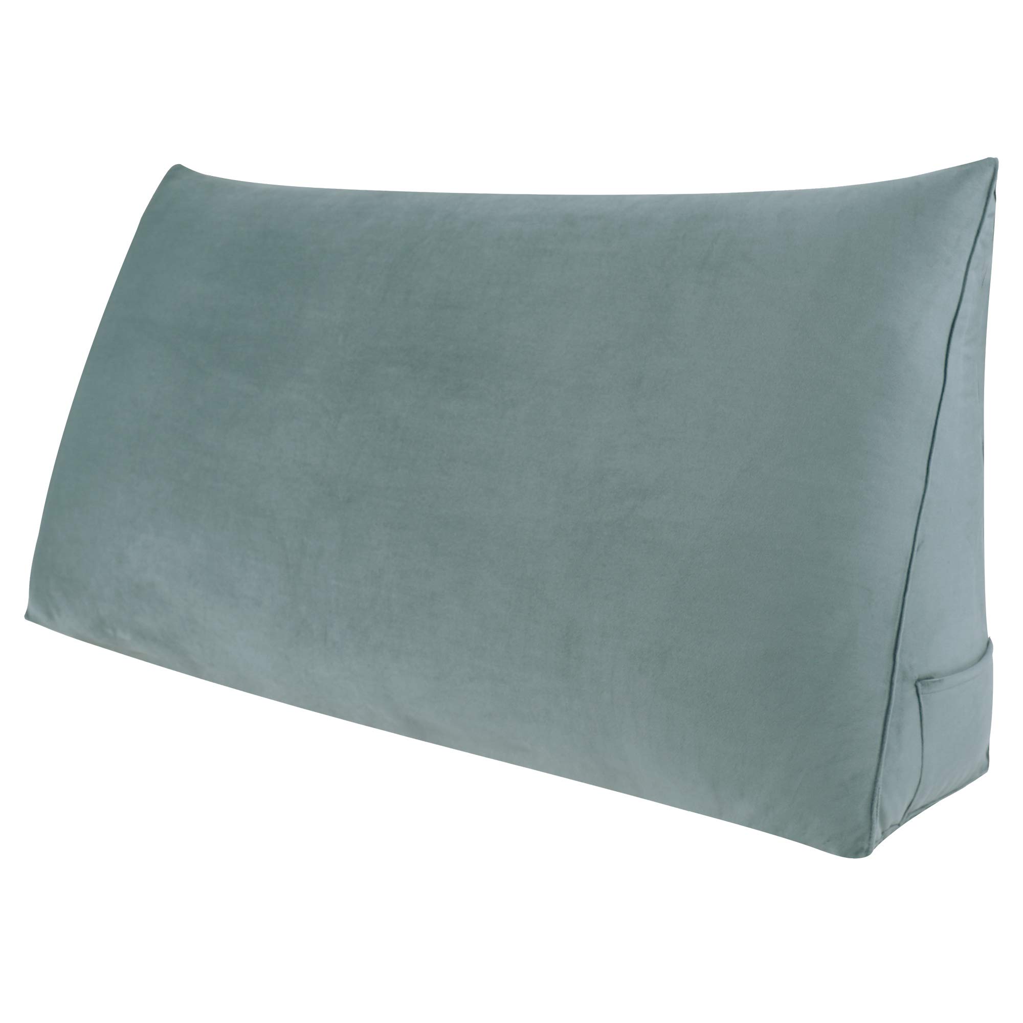 Johnear Velvet Headboard Pillow - Large Triangular Wedge Pillow for Bed Support, Backrest & Lumbar Cushion with Removable Cover - Perfect for Reading, Resting & Positioning in Bed or Sofa