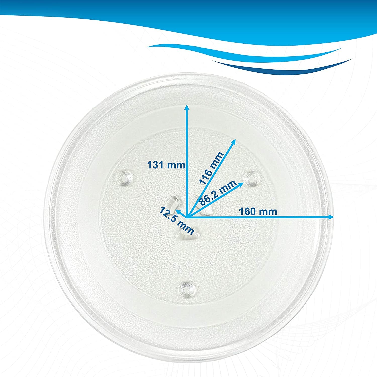 HQRP 12.5-inch Microwave Glass Turntable Tray - Replacement for Emerson M0S0563, 5308037674, MW8105S, MW8109W - Durable Microwave Oven Rotating Plate for Even Cooking - Perfect for Reheating, Defrosting & Family Meals