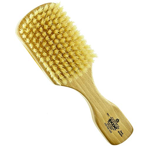 Kent OS11 Satinwood Rectangular Military Club Hair & Beard Brush - Soft White Natural Boar Bristles for Fine/Thinning Hair - Men's Grooming & Styling Essential for Home, Travel & Salon Use