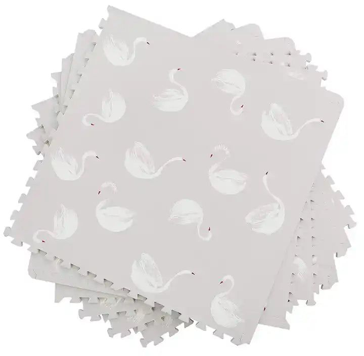 Eco-Friendly Swan Boho Puzzle Play Mat Tiles - Non-Toxic Foam Floor Tiles for Kids Nursery, Playroom & Daycare - Soft, Interlocking & Easy to Clean - Perfect for Baby Crawling, Toddler Play & Learning Activities