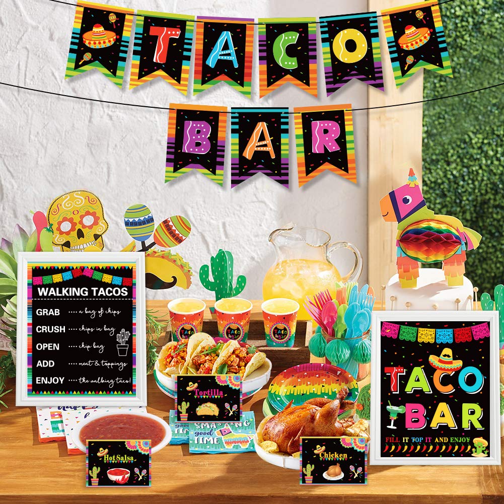 Taco Bar Decoration Kit - Mexican Fiesta Party Supplies with Banner, Sign Tent & Garland for Cinco de Mayo, Bachelorette, Bridal Shower, Wedding & Birthday Celebrations | Perfect for Taco Tuesday, Themed Parties & Festive Gatherings