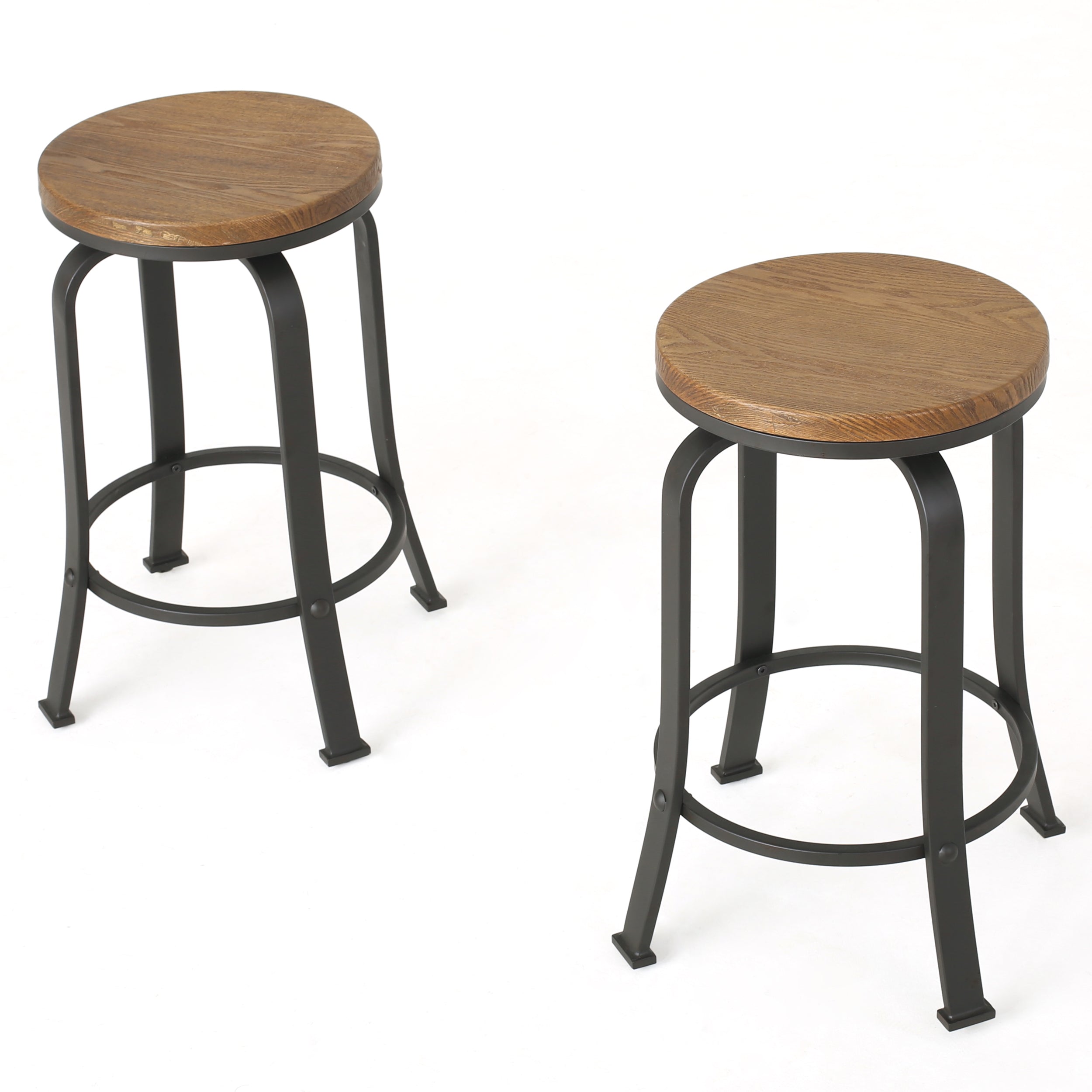 Modern Counter Stools Set of 2 - Adjustable Height Bar Stools for Kitchen Island, Breakfast Bar & Home Decor - Comfortable PU Leather Seat with Metal Base