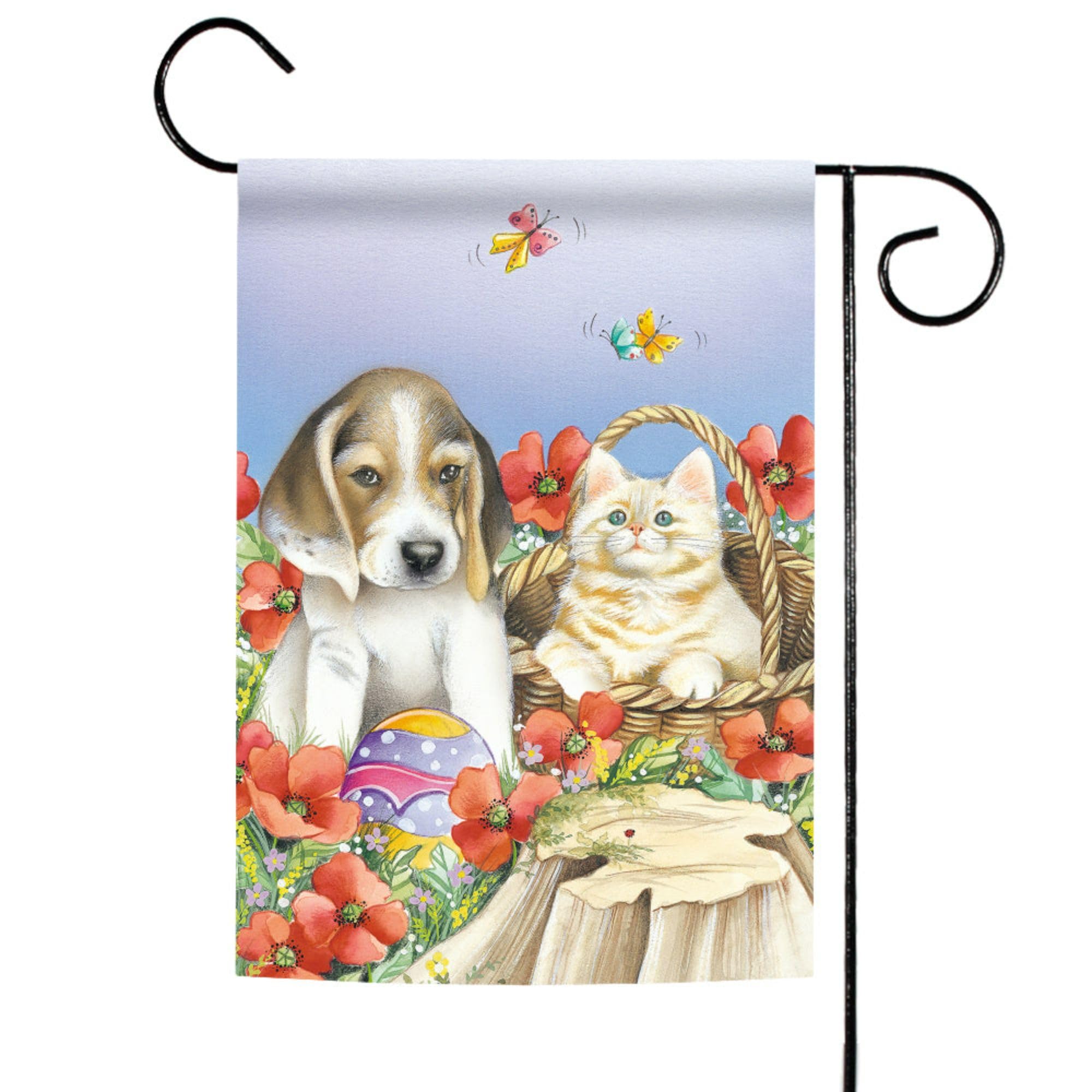 Toland Home Garden 1112175 Easter Pals Spring Flag - 12x18 Inch Double Sided Outdoor Garden Flag with Cat & Dog Design - Perfect for Yard, House, and Easter Decoration - Weather-Resistant Spring Home Decor