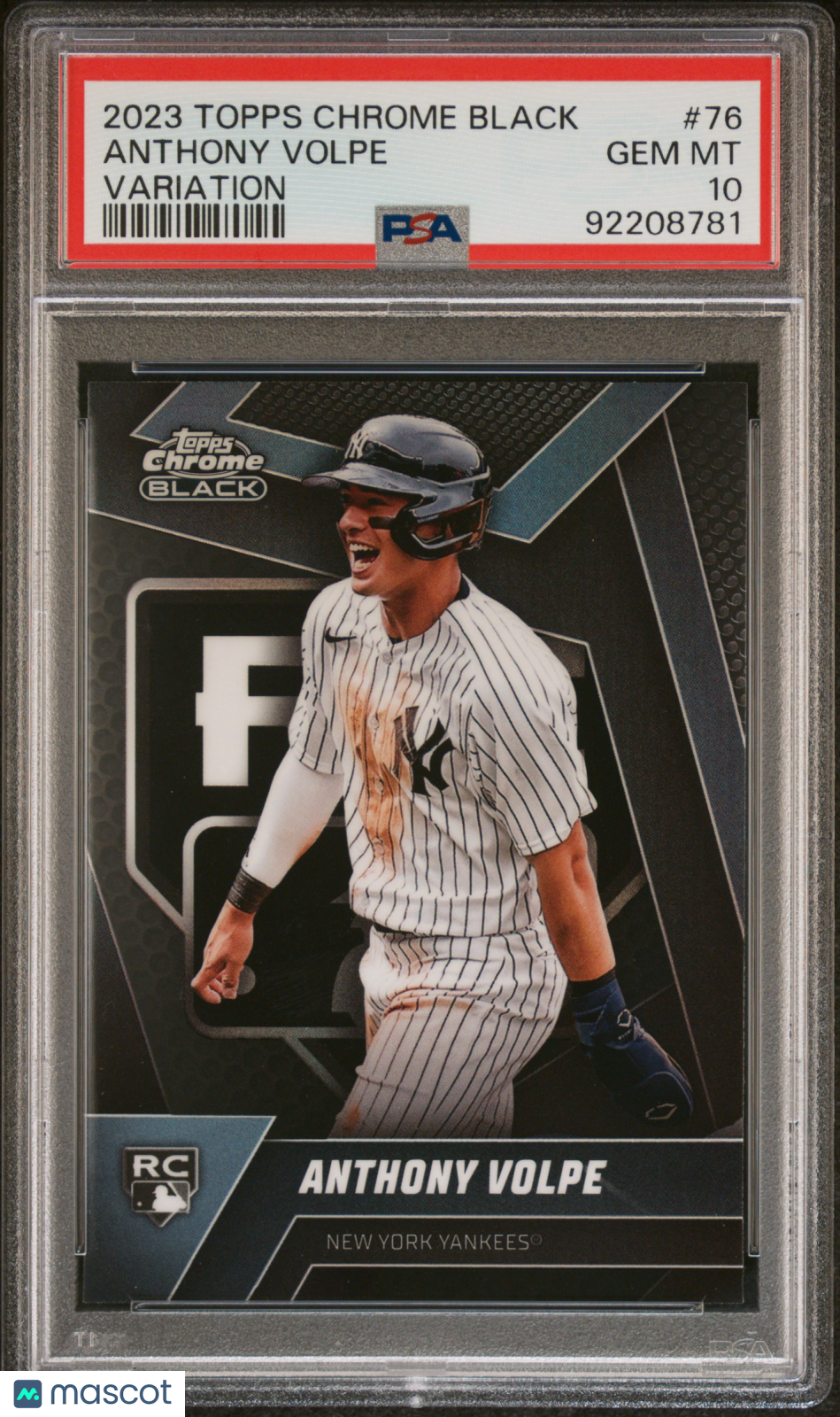 2023 Topps Chrome Black PSA 10 Anthony Volpe Rookie Variation #76 Baseball Card - Perfect for Collectors, Investment & Sports Memorabilia Display