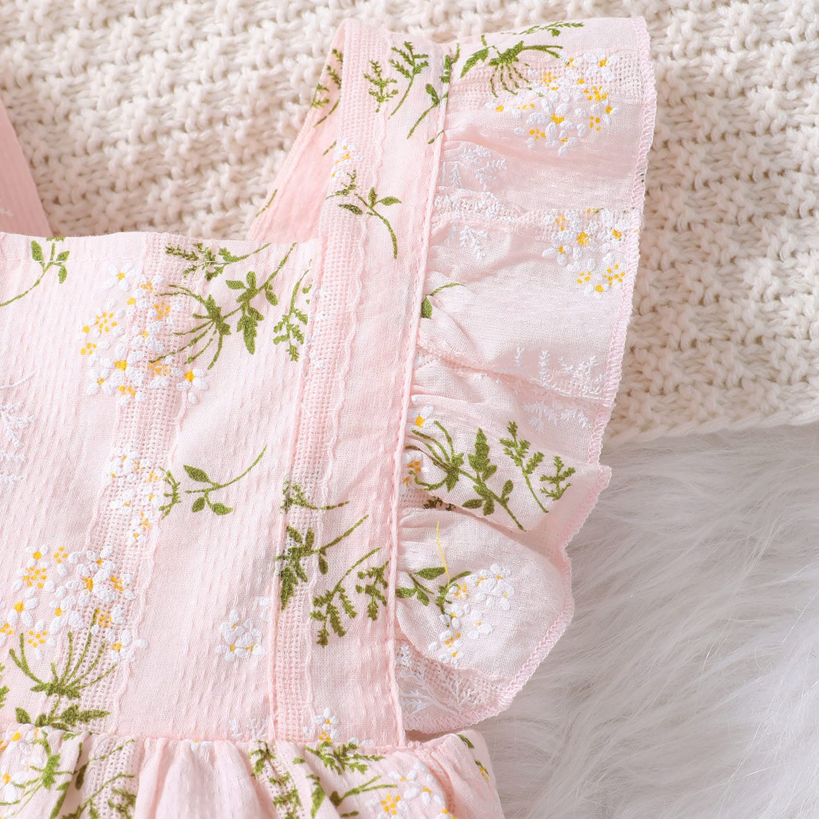 Toddler Girls Sleeveless Floral Romper Jumpsuit - Breathable Baby Bodysuit for Infant & Kids - Perfect for Summer Playdates, Beach Outings & Casual Wear