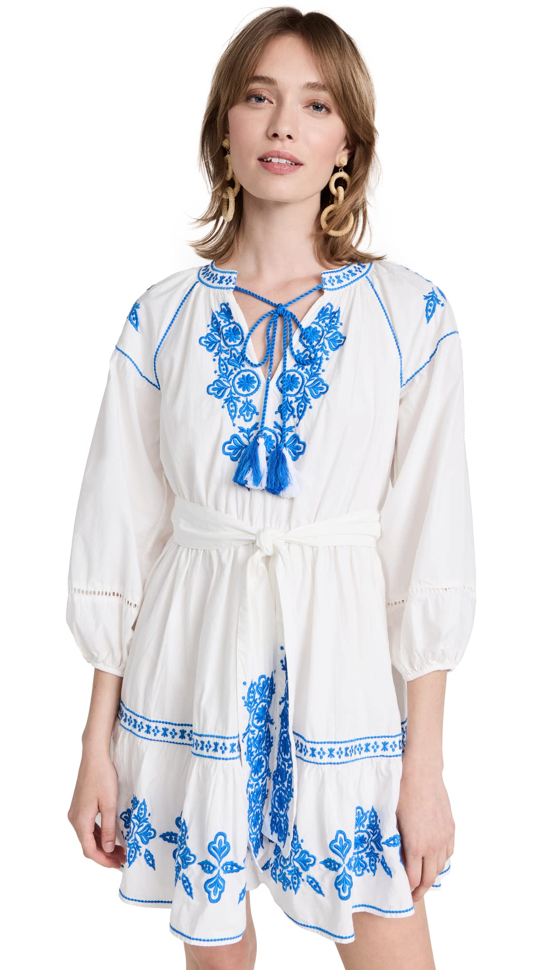Shoshanna Women's Jana Dress - Floral Print Summer Midi Dress with Puff Sleeves | Perfect for Beach Vacations, Brunch Dates & Outdoor Weddings