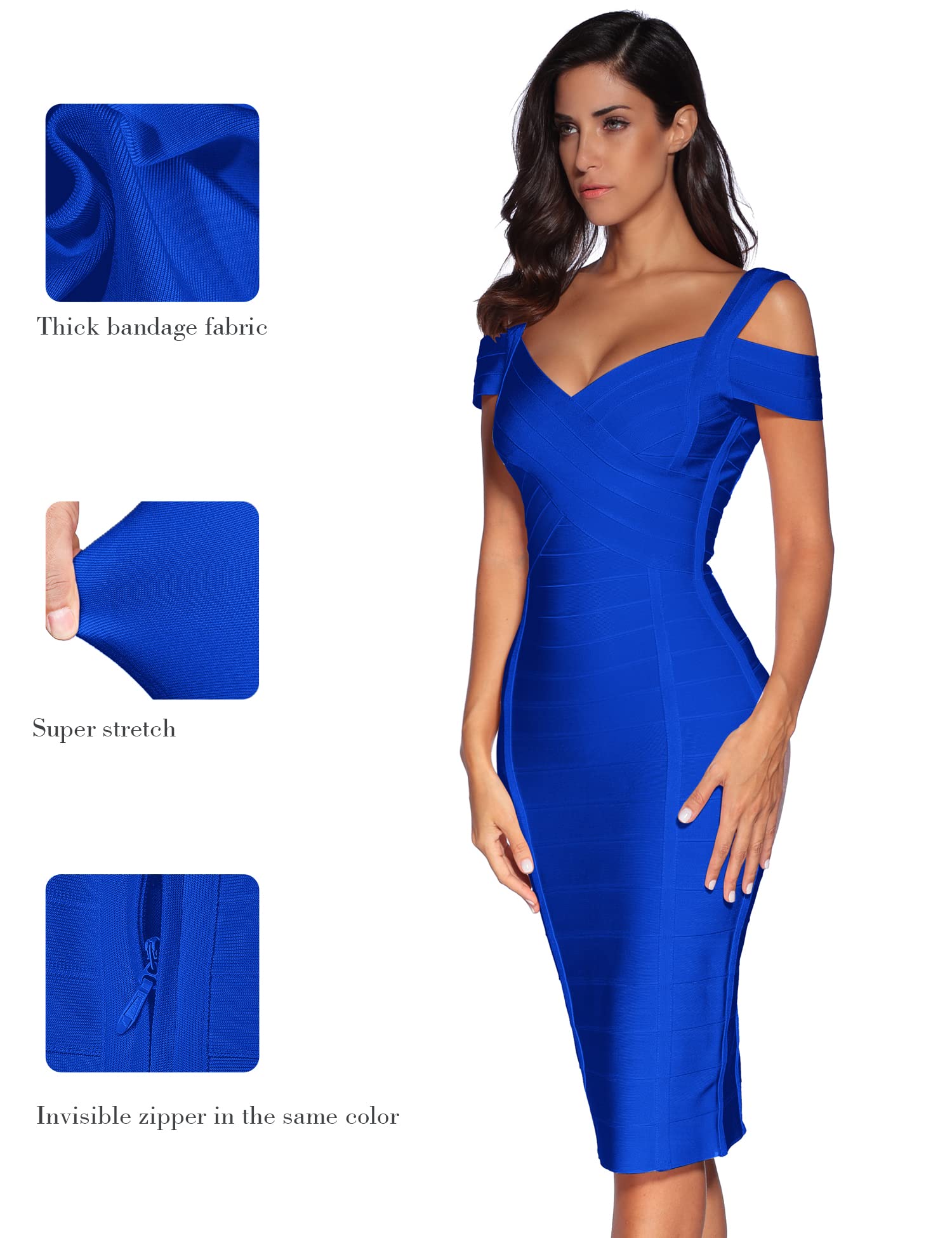 Meilun Women's Cold Shoulder Bandage Bodycon Dress - Sexy Tight Fitted Club Dress for Wedding Guest, Birthday Party, Cocktail Event, Night Out & Special Occasions