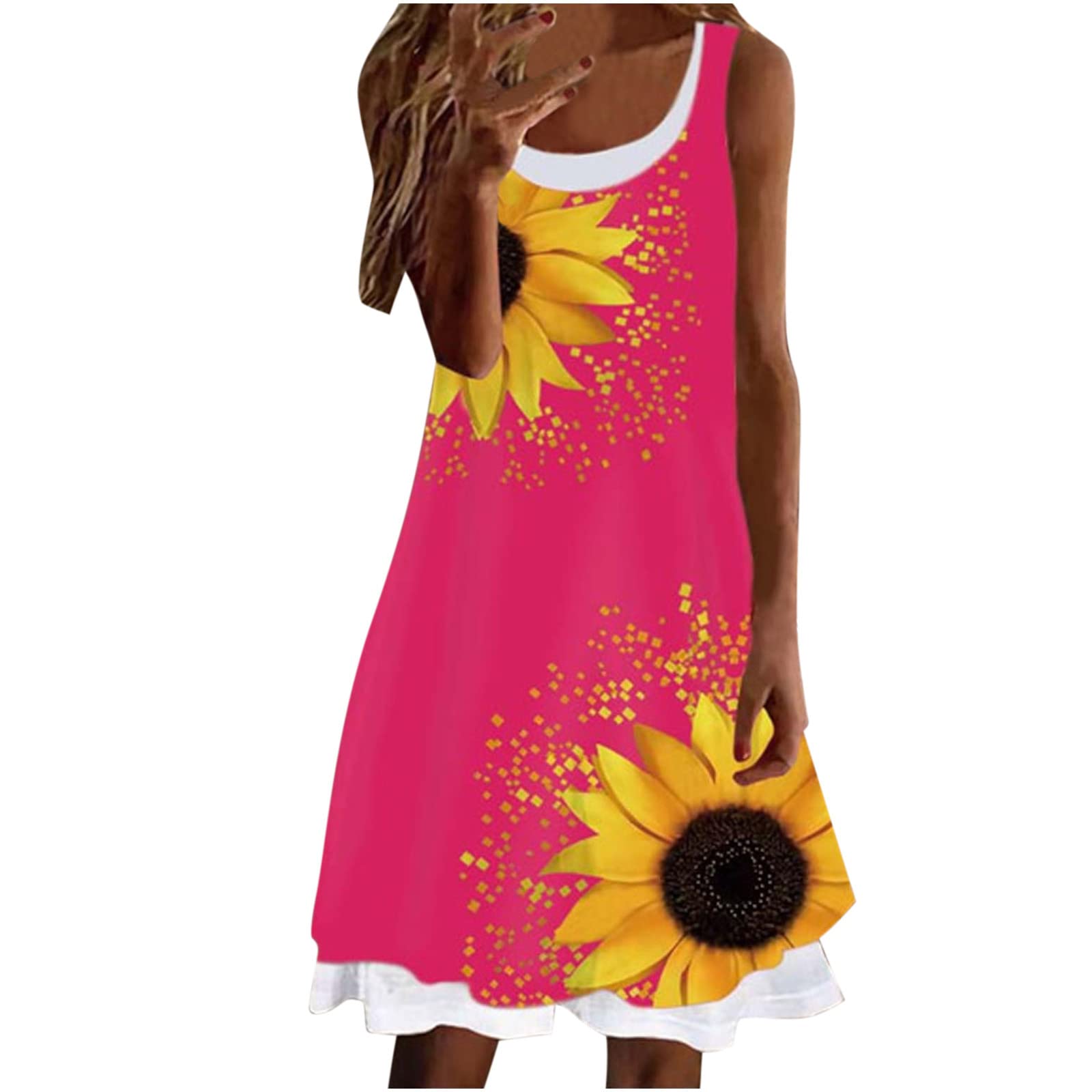 Women's Sexy Sleeveless Graphic Print Tank Top & Midi Dress 2-Piece Set - Casual Crewneck Summer/Fall Outfit for Date Night, Beach Vacation & Streetwear Fashion
