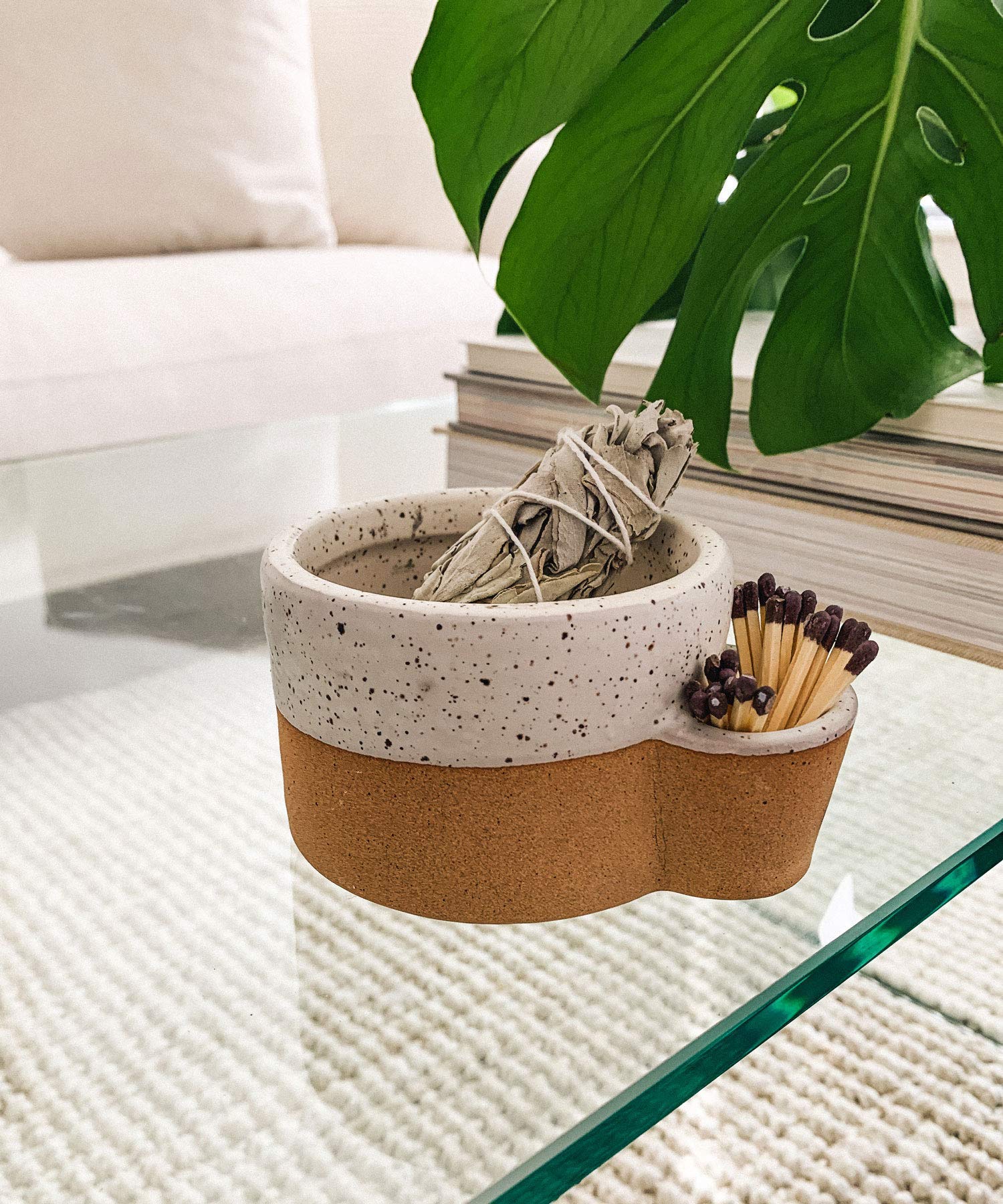 Bursera Terracotta Collection - Palo Santo Holder, Ceramic Bowl & Oval Plate Set for Home Decor | Aromatherapy, Meditation & Dining Accessories