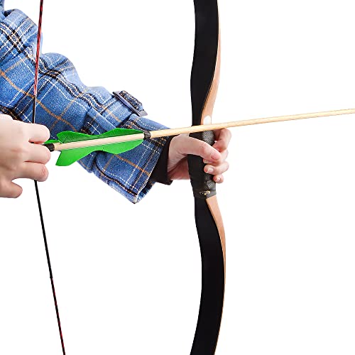 57 Inch Traditional Longbow for Archery - 15-55 Lbs One Piece Recurve Bow | Handmade Wooden Horsebow for Hunting & Target Practice | Left & Right Hand Compatible | Outdoor Sports, Camping & Medieval Reenactment